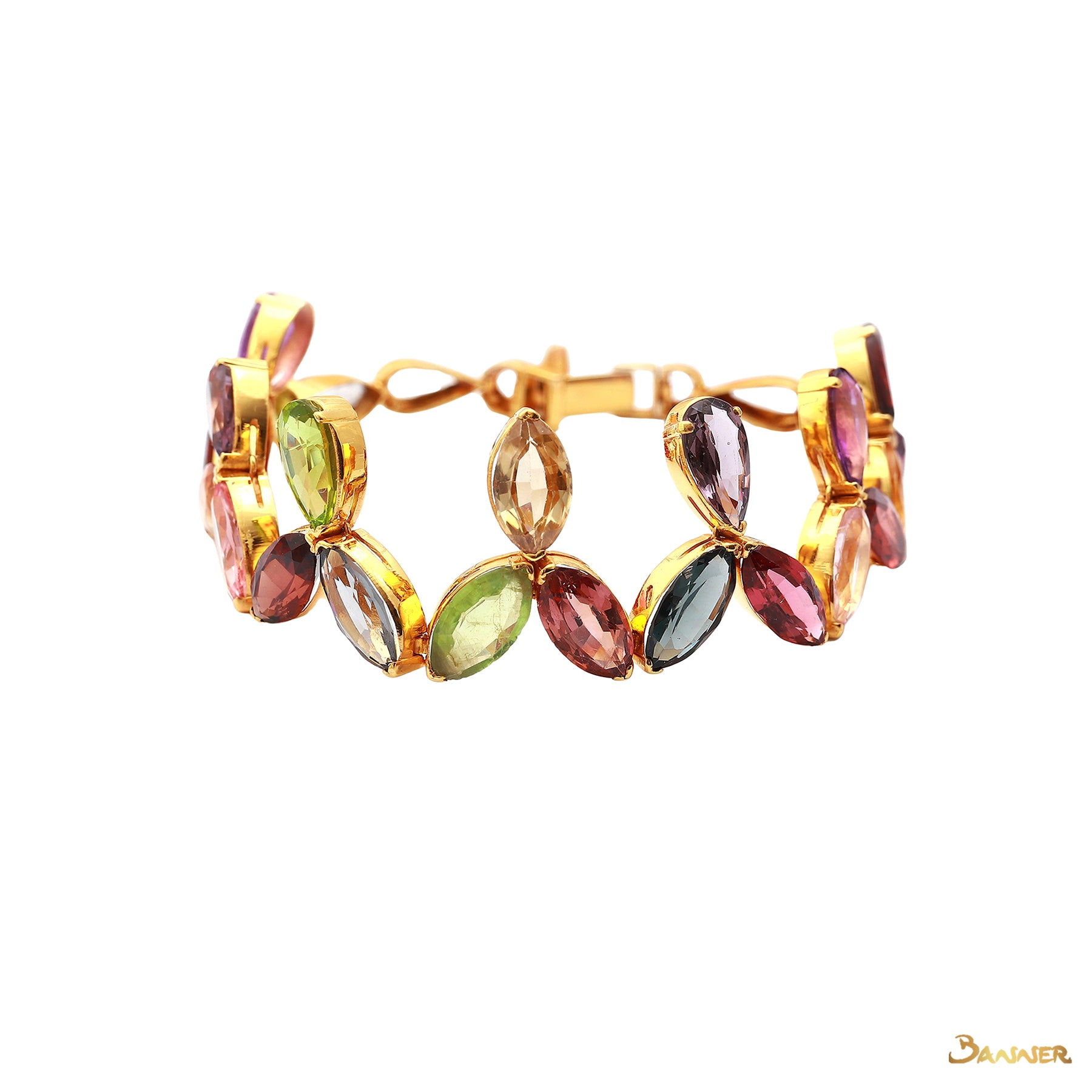 Multi-Colored Spinel Floral Bracelet