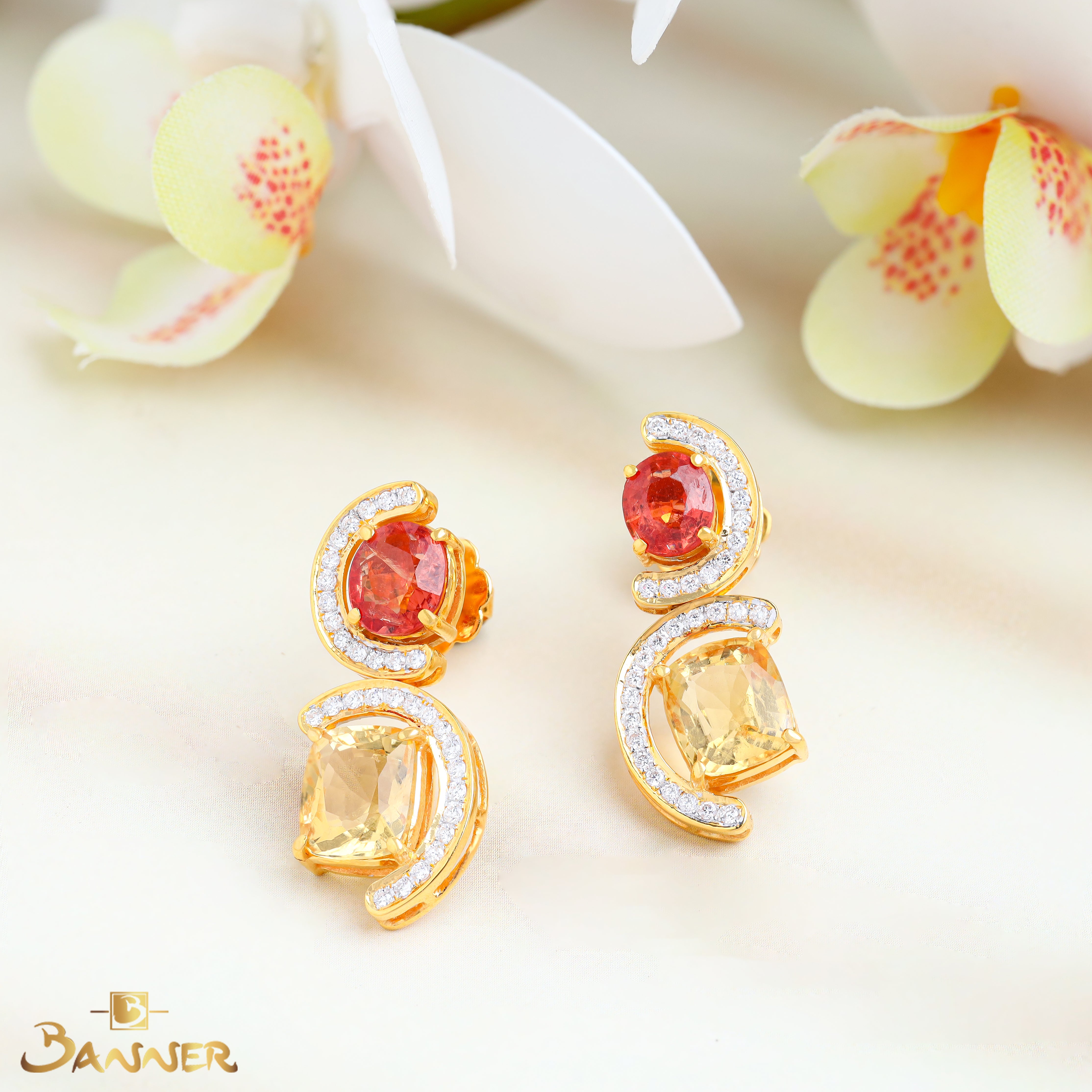 Multi-Colored Spinel and Diamond Solarna Earrings