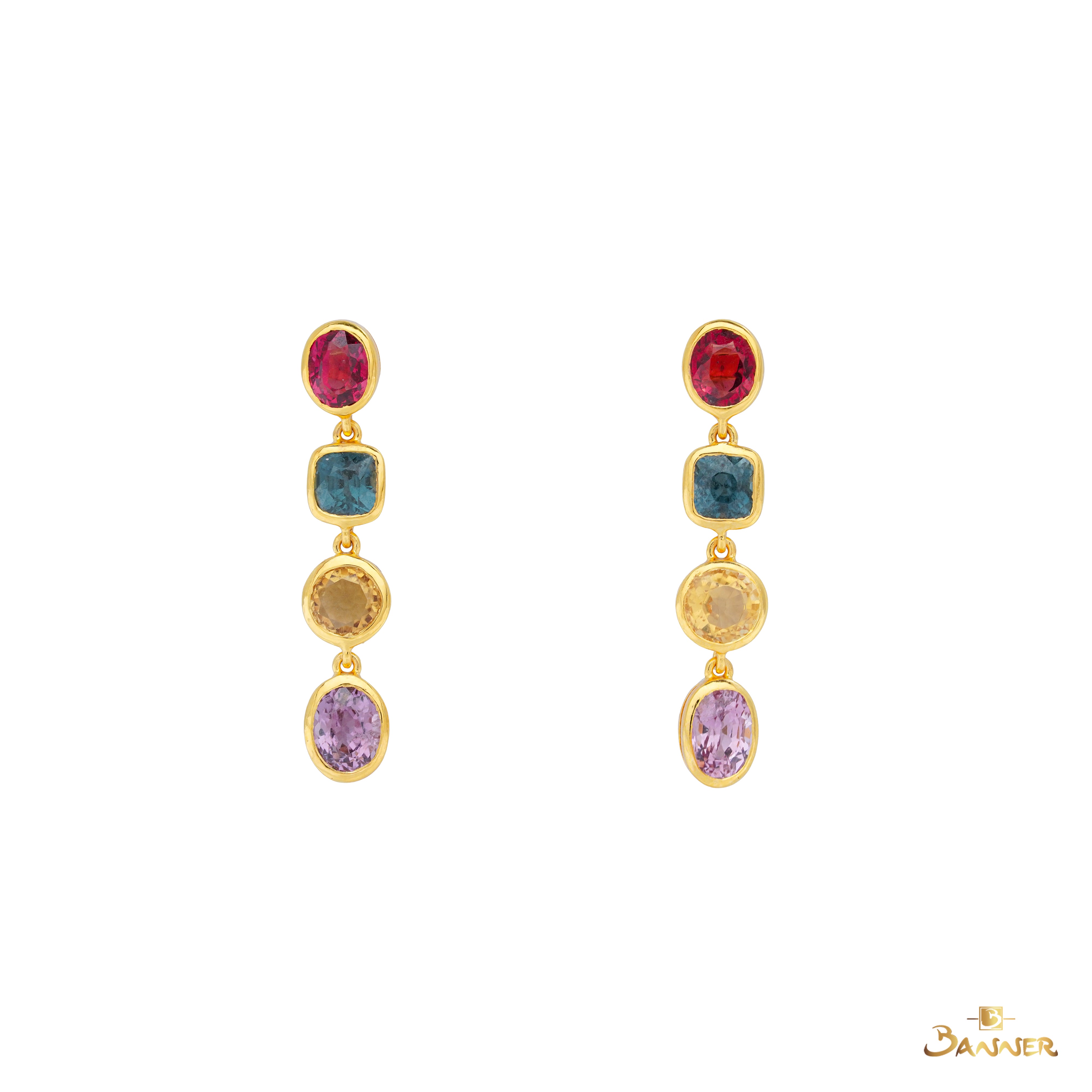 Multi-Colored Spinel Dangle Earrings