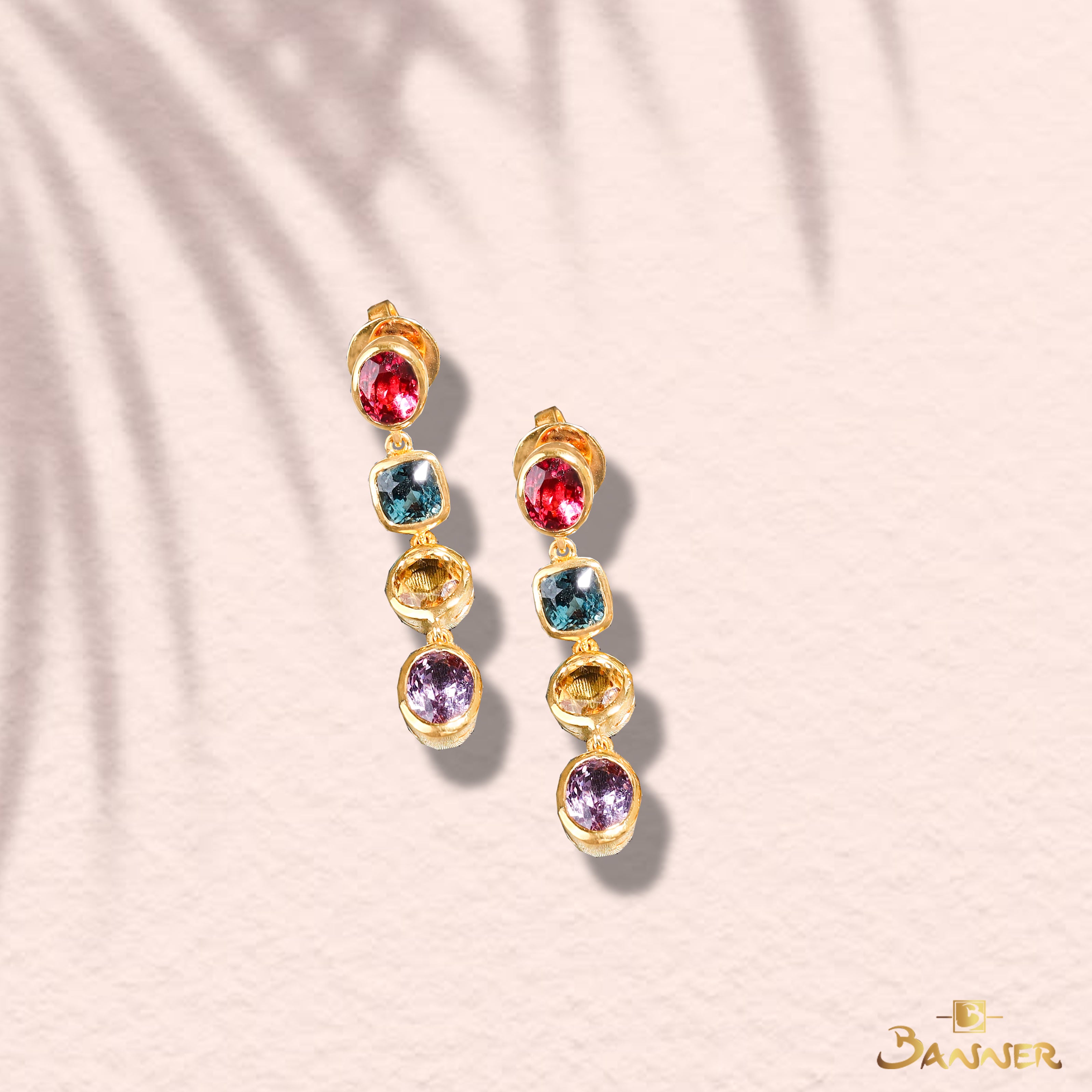 Multi-Colored Spinel Dangle Earrings