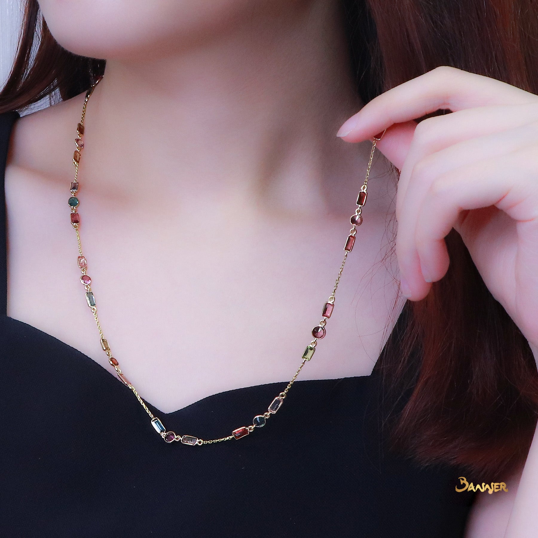 Multi-color Spinel Opera Necklace (27 inches)