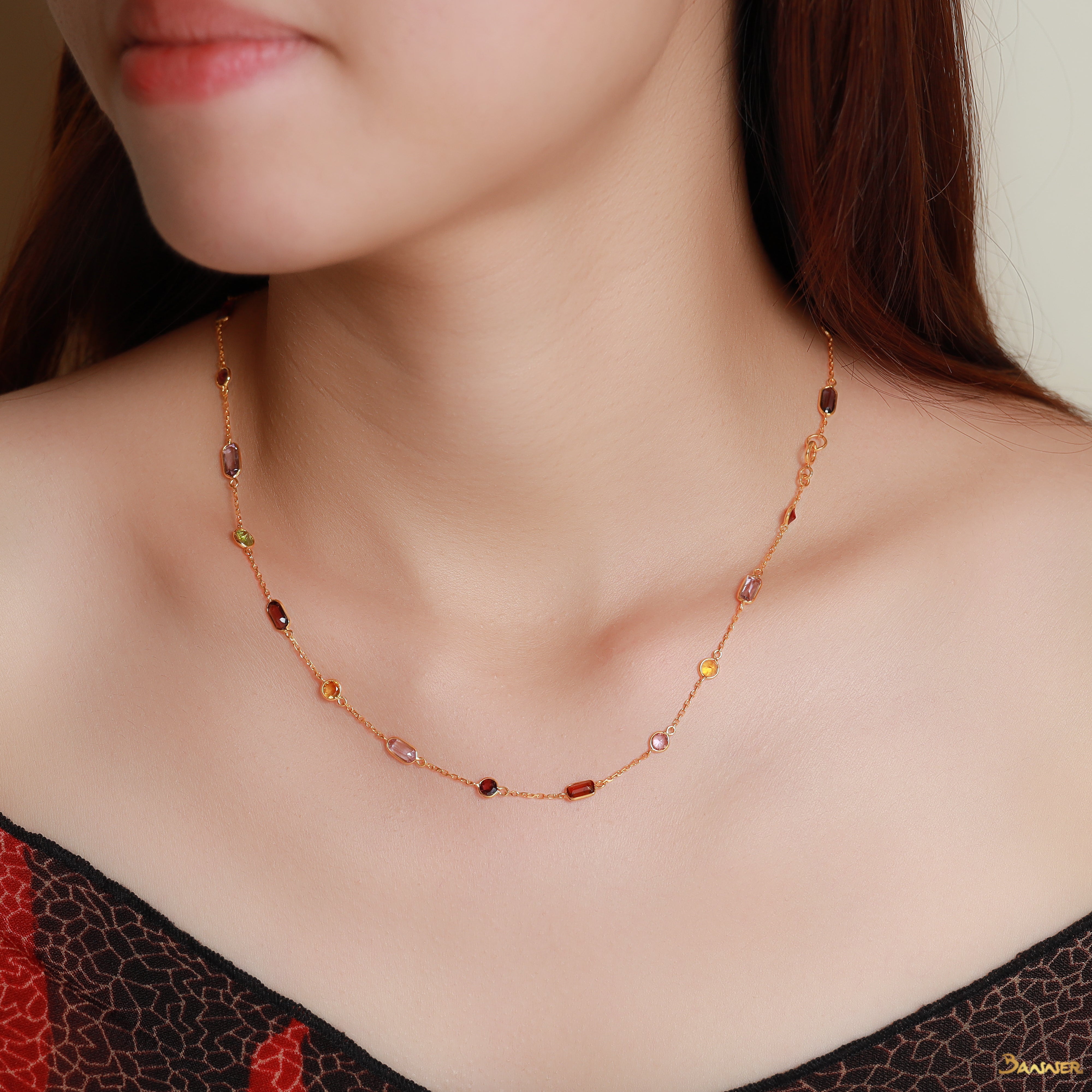 Multi-color Spinel Opera Necklace