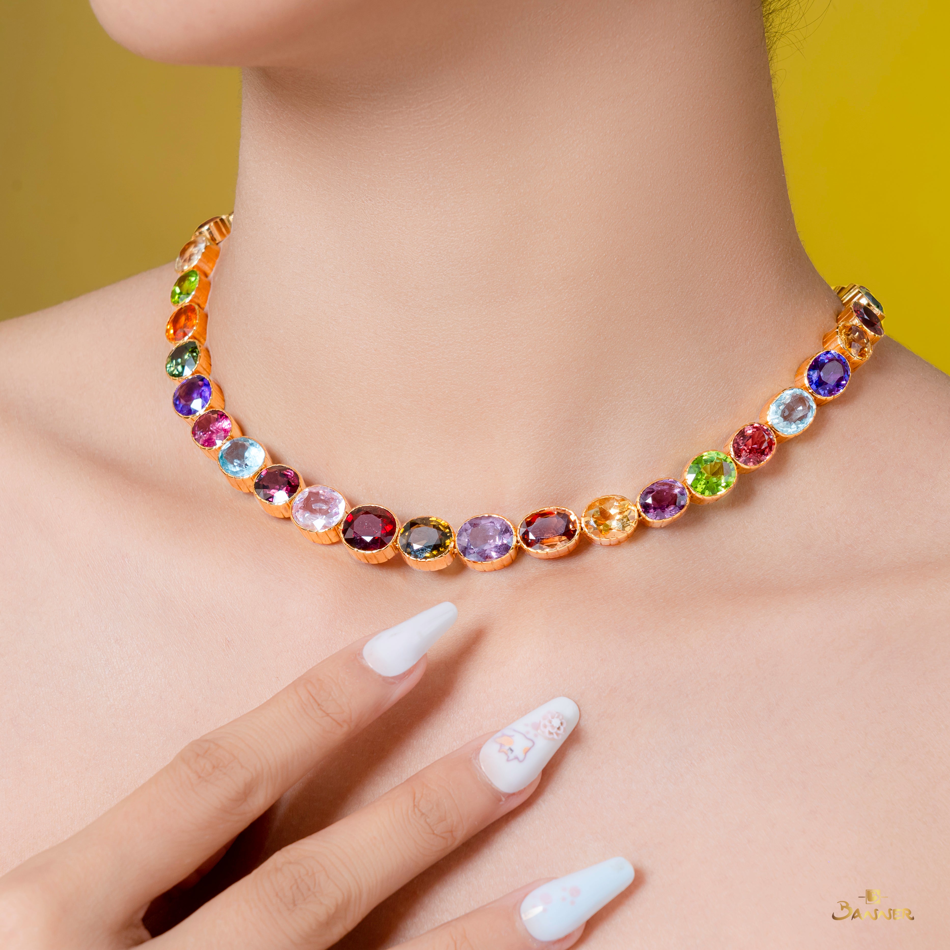 Multi-Colored Spinel Tennis Necklace