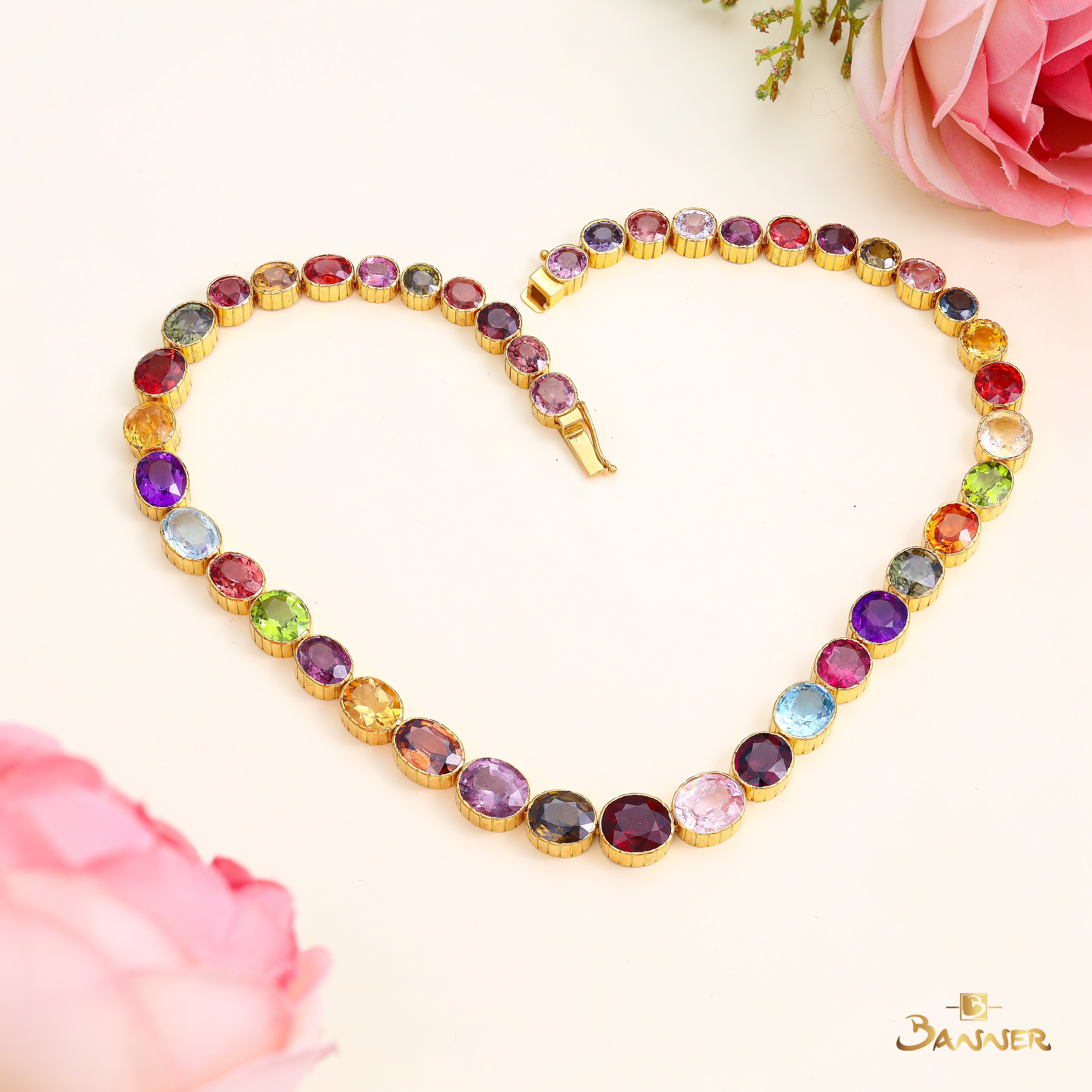 Multi-Colored Spinel Tennis Necklace