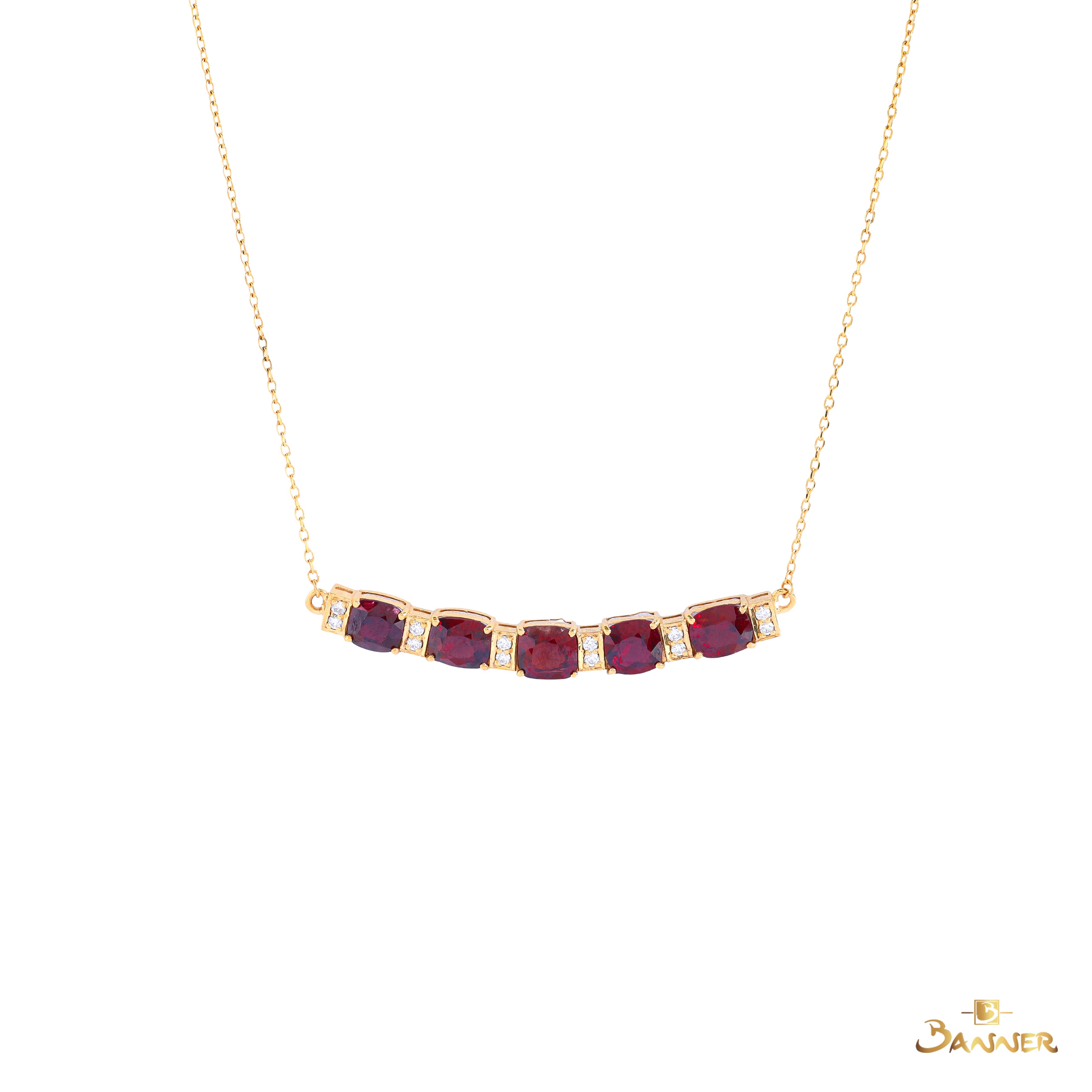 Spinel and Diamond Alternate Necklace