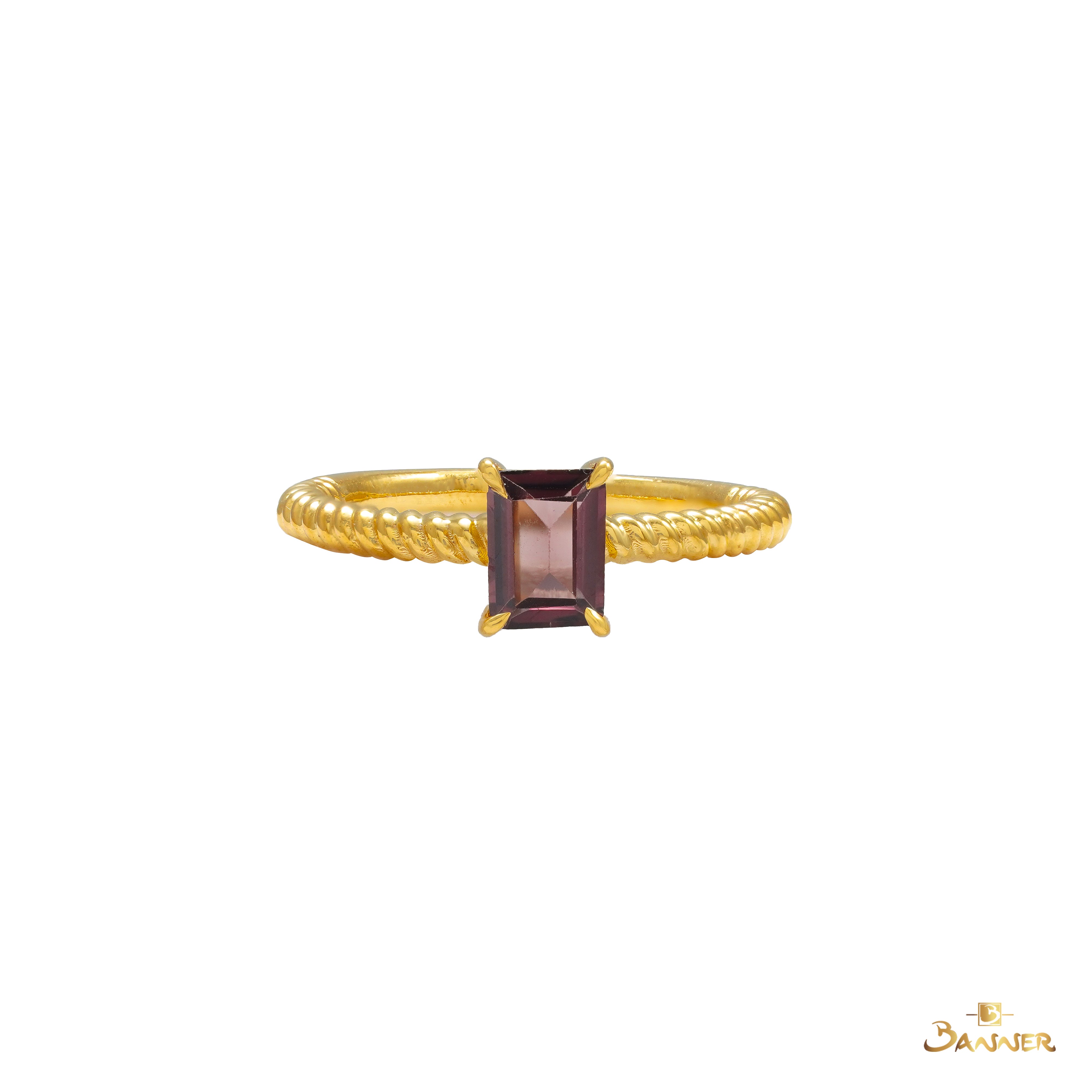Coffee-Color Spinel Spiral Ring