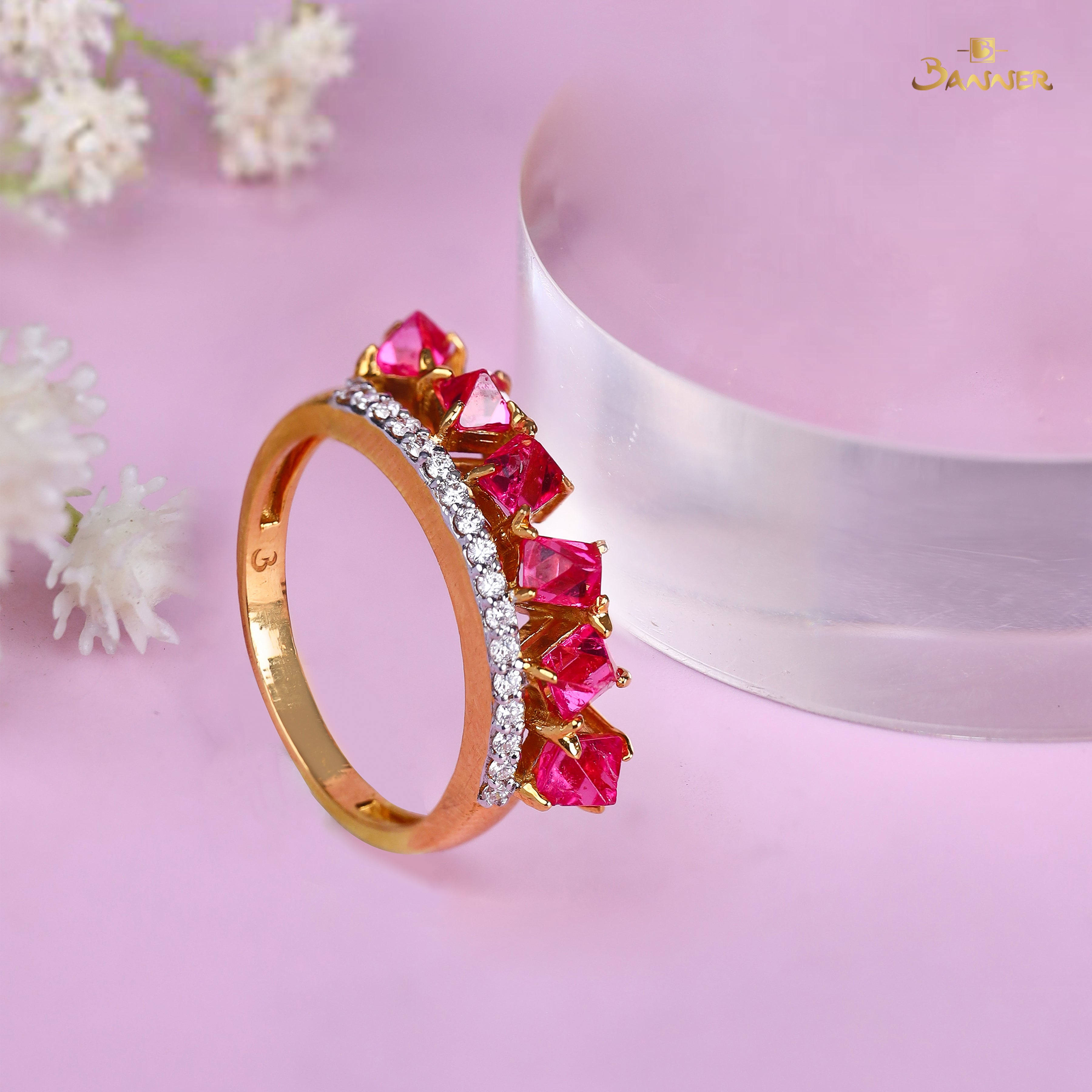 Spinel and Diamond Curve Ring