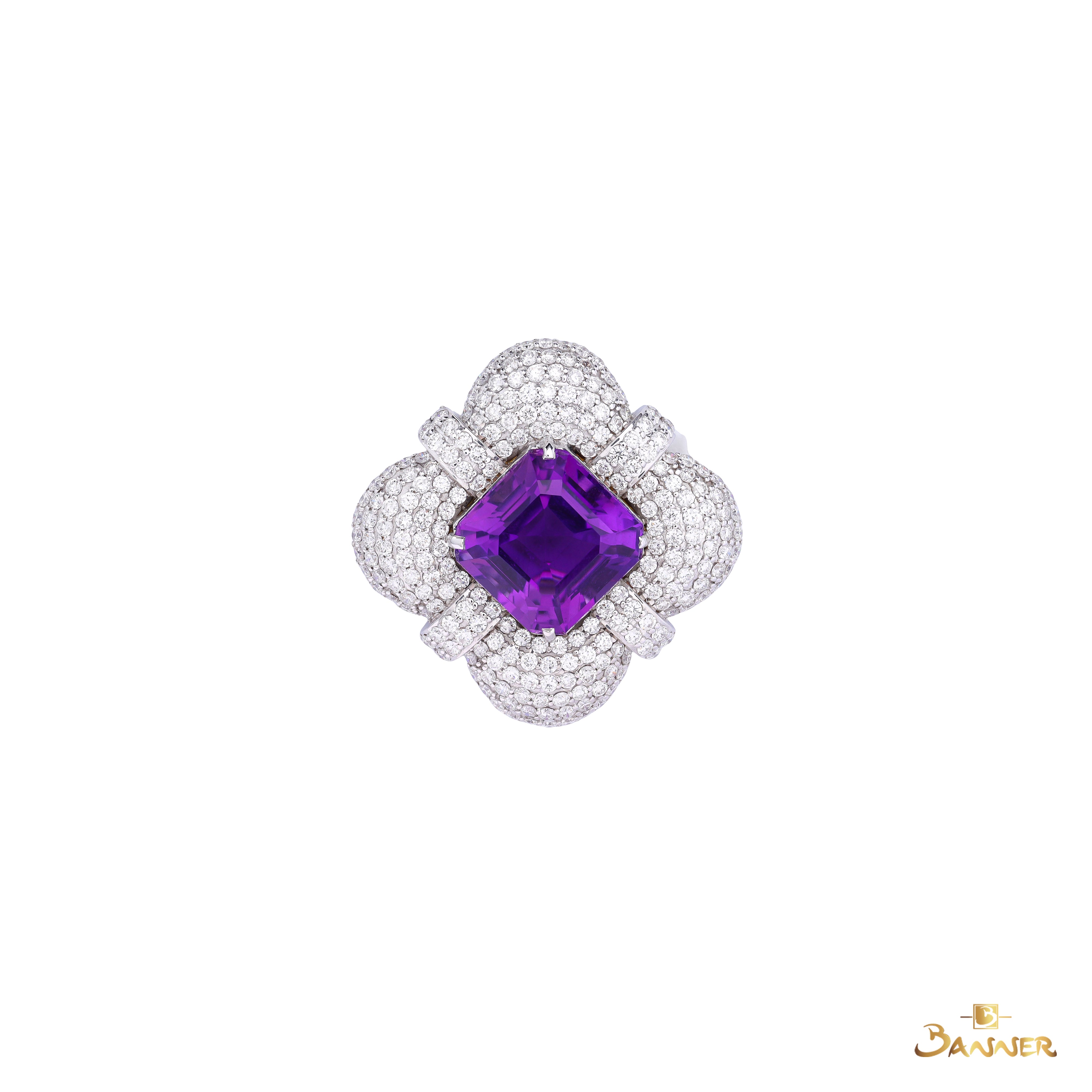 Amethyst and Diamond Petal Brooch / Pendant