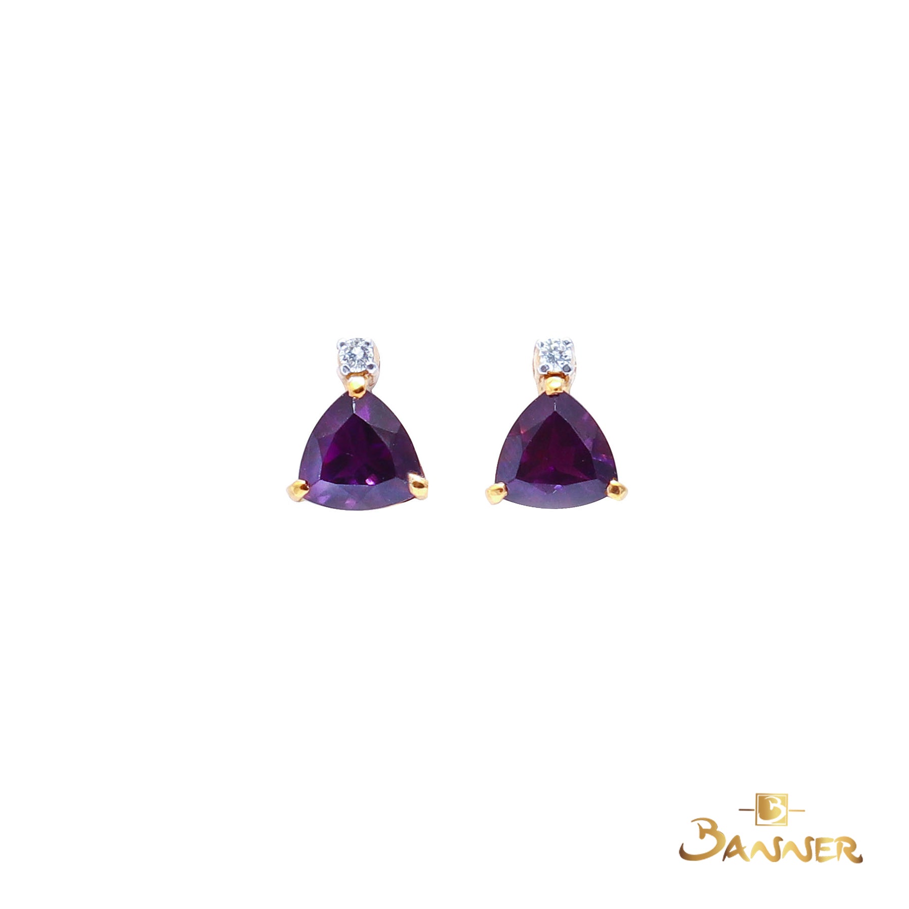 Trillion-cut Amethyst and Diamond Earrings