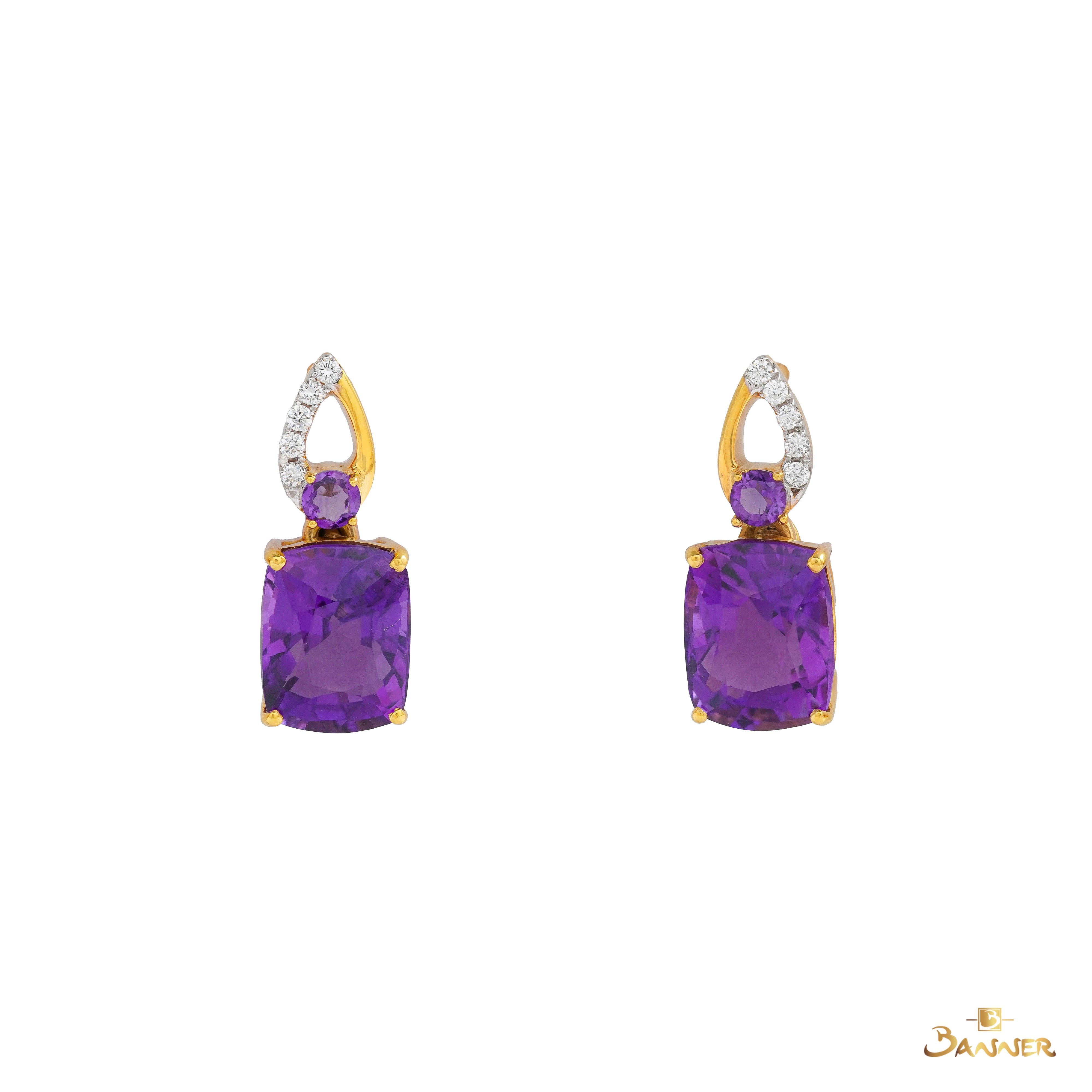 Amethyst and Diamond Drop Earrings