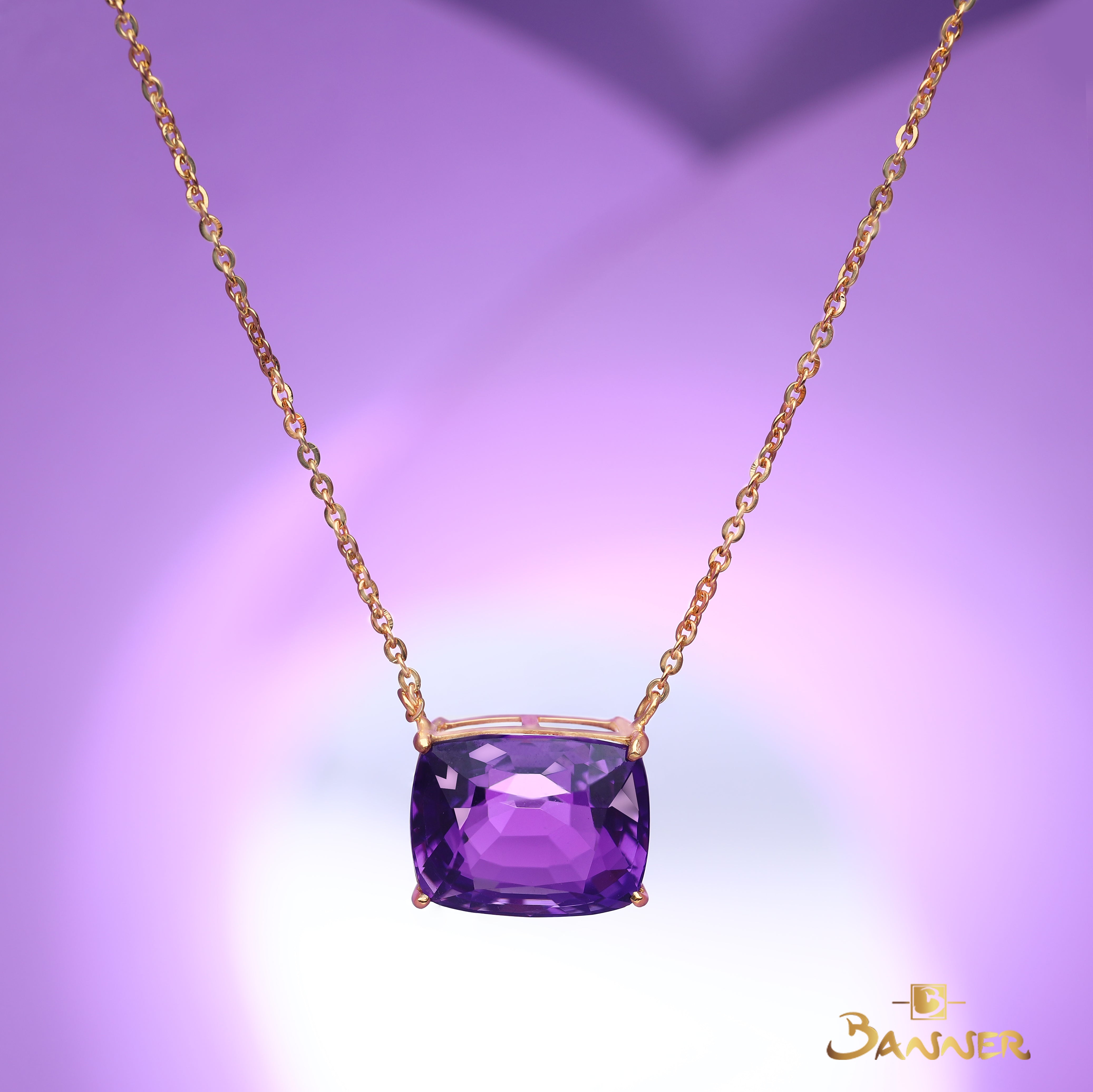 Amethyst Solitaire Necklace