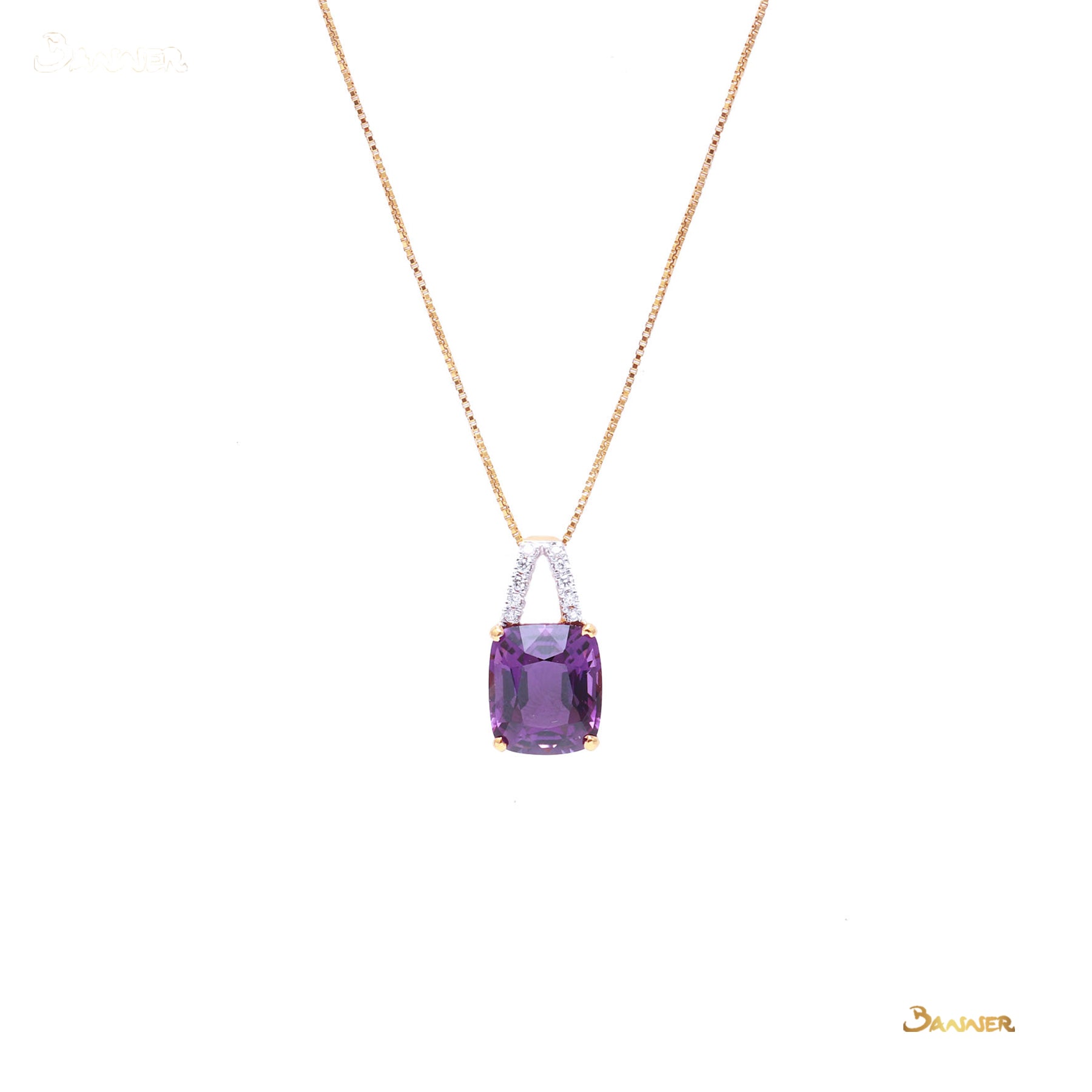 Cushion-cut Amethyst and Diamond Pendant