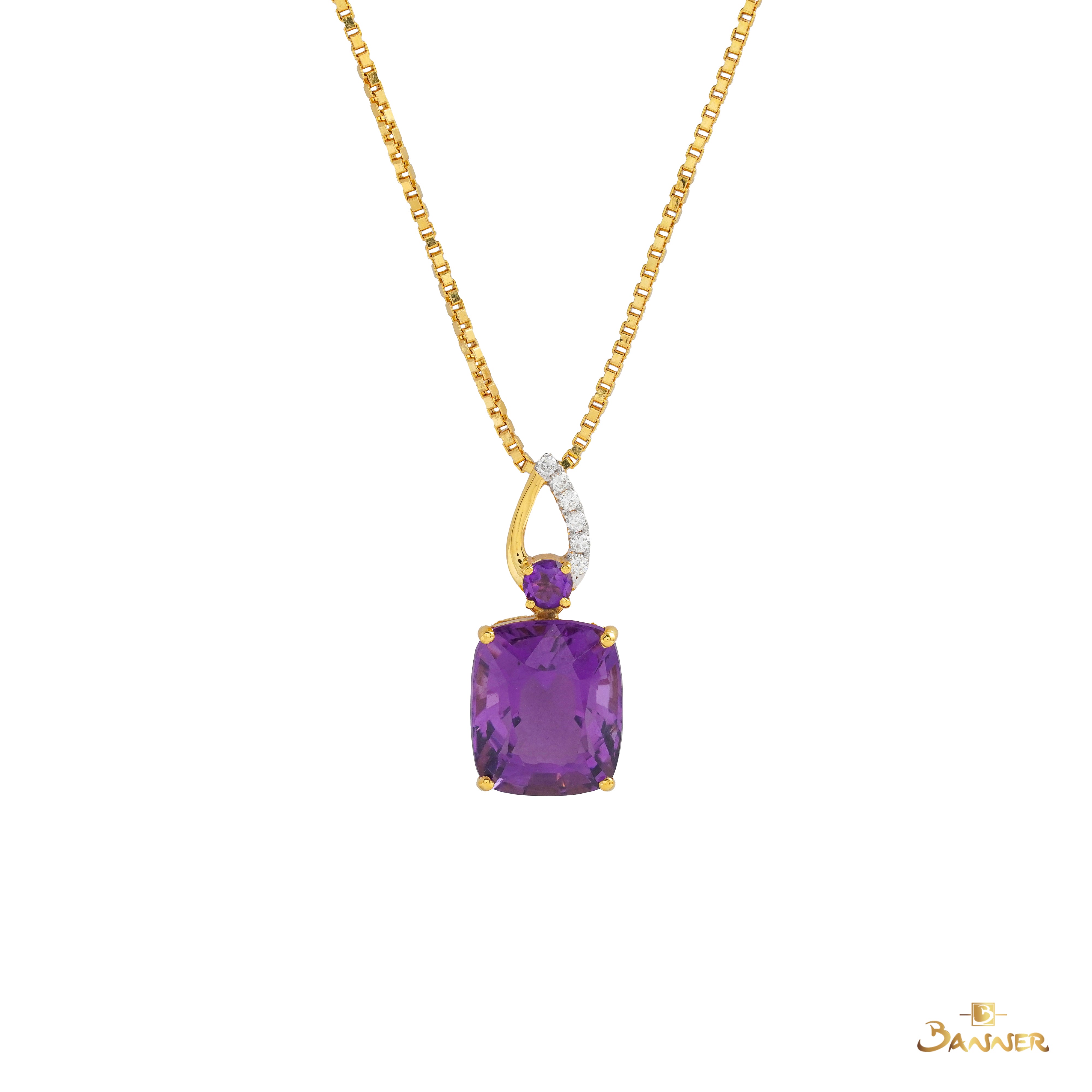 Amethyst and Diamond Drop Pendant