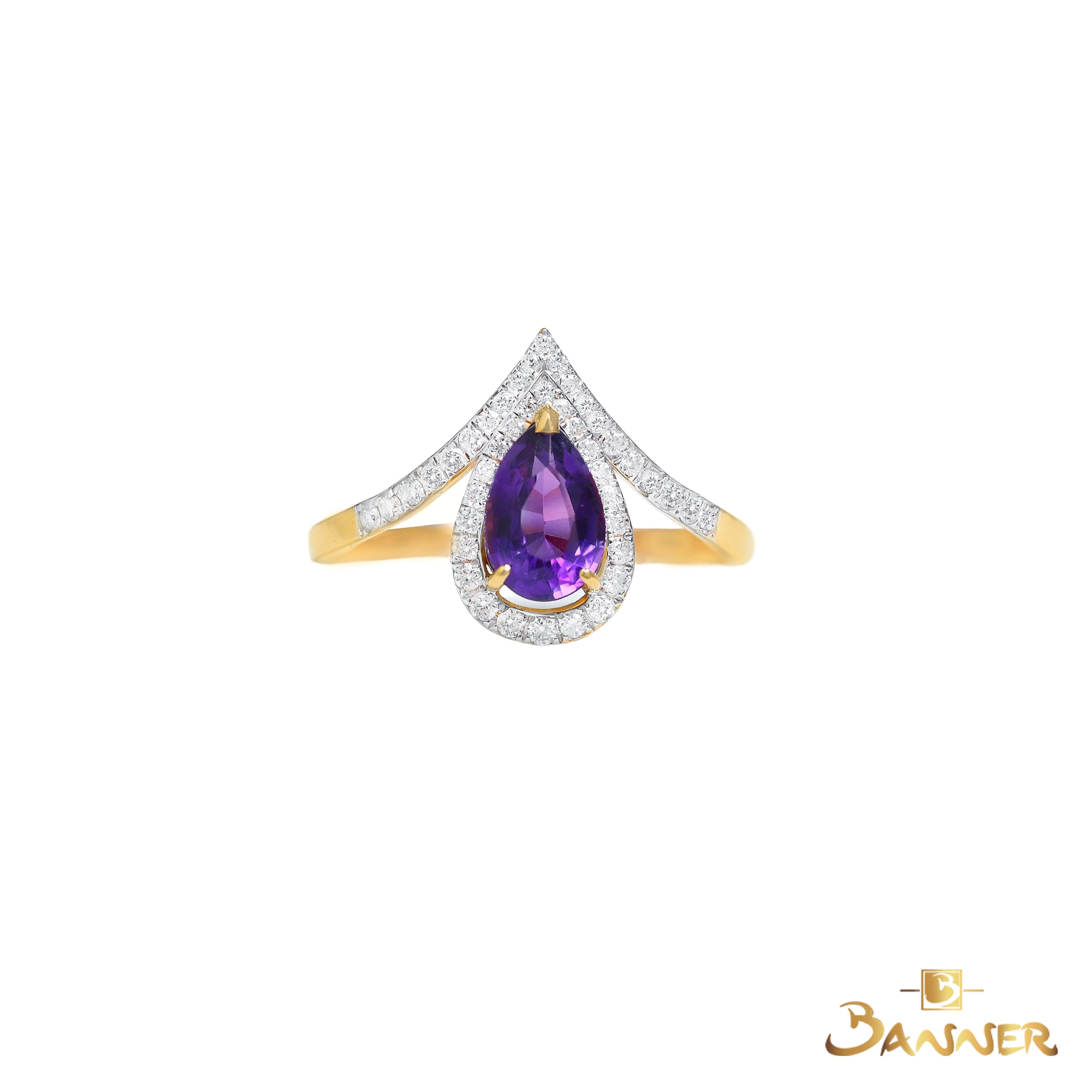 Pear-Shaped Amethyst and Diamond Zest Ring