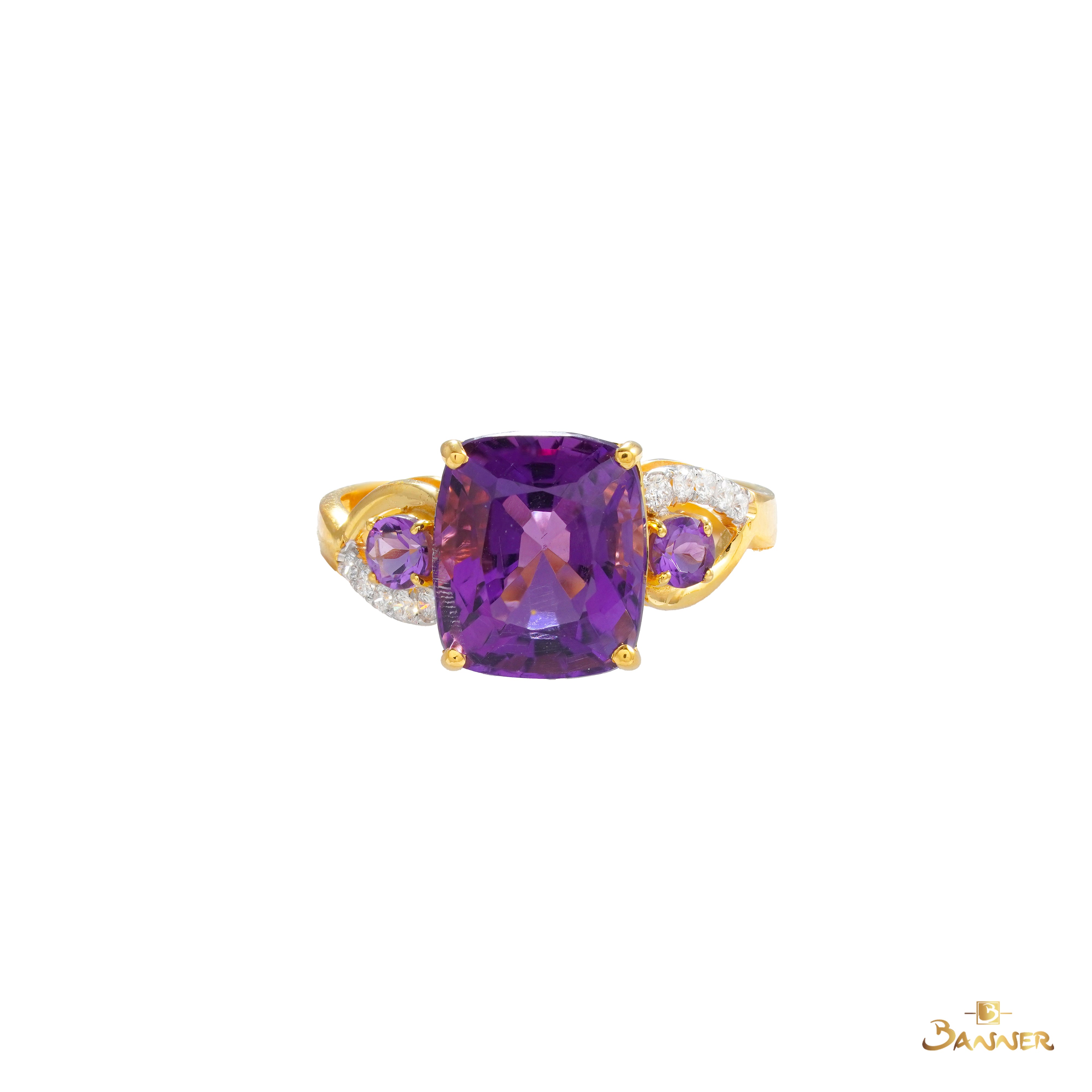 Amethyst and Diamond Drop Ring