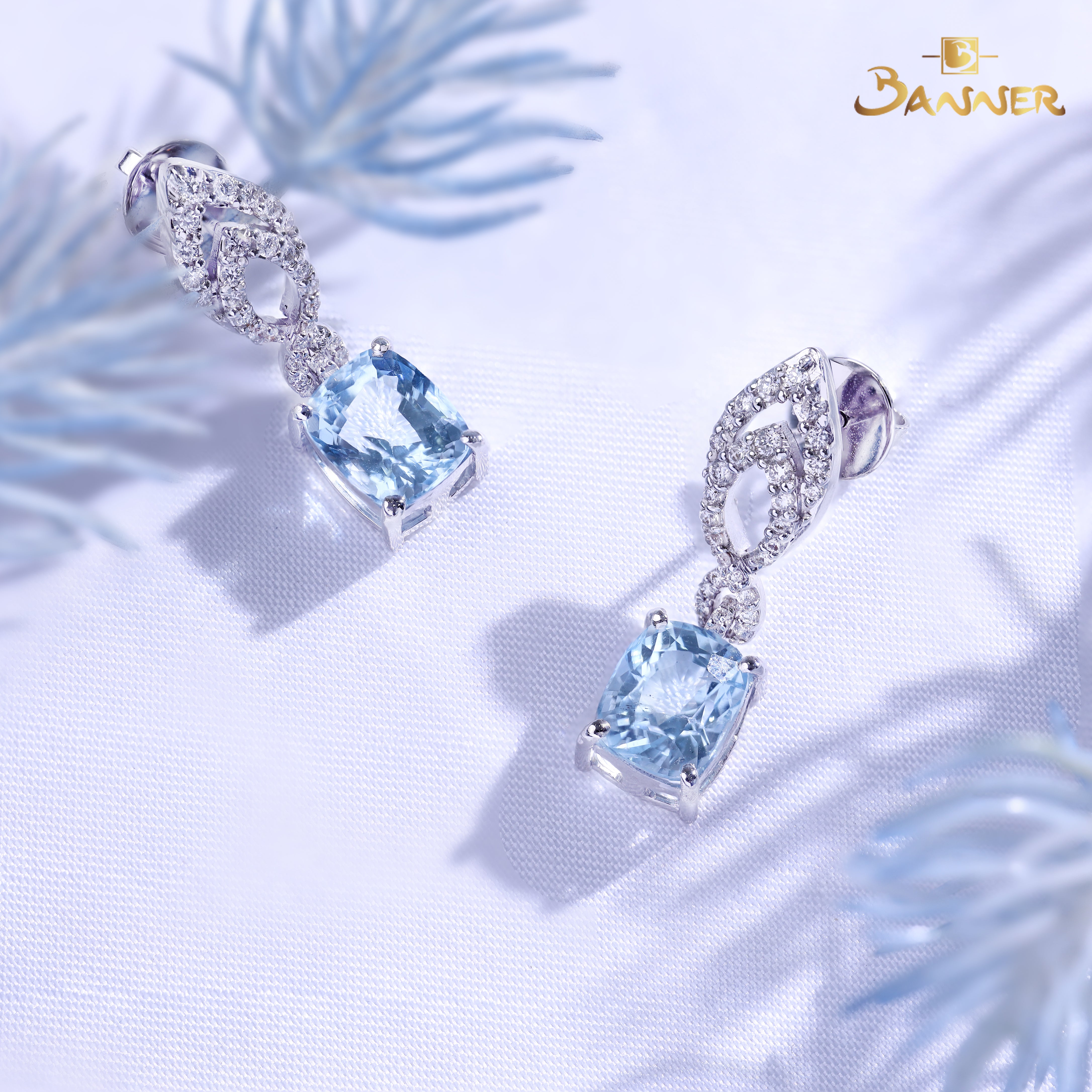 Aquamarine and Diamond Ciel Earrings