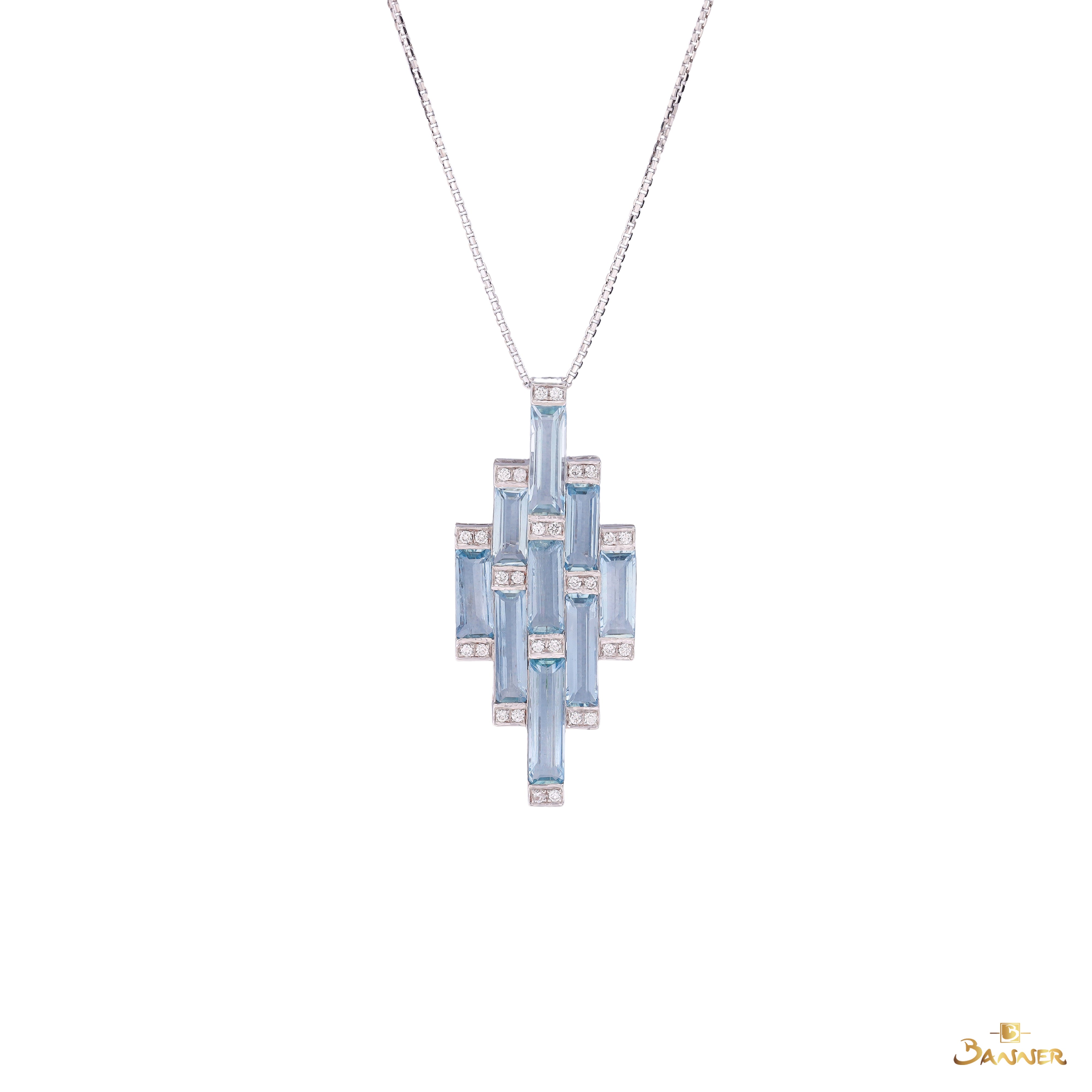 Aquamarine and Diamond Icy Radiance Pendant