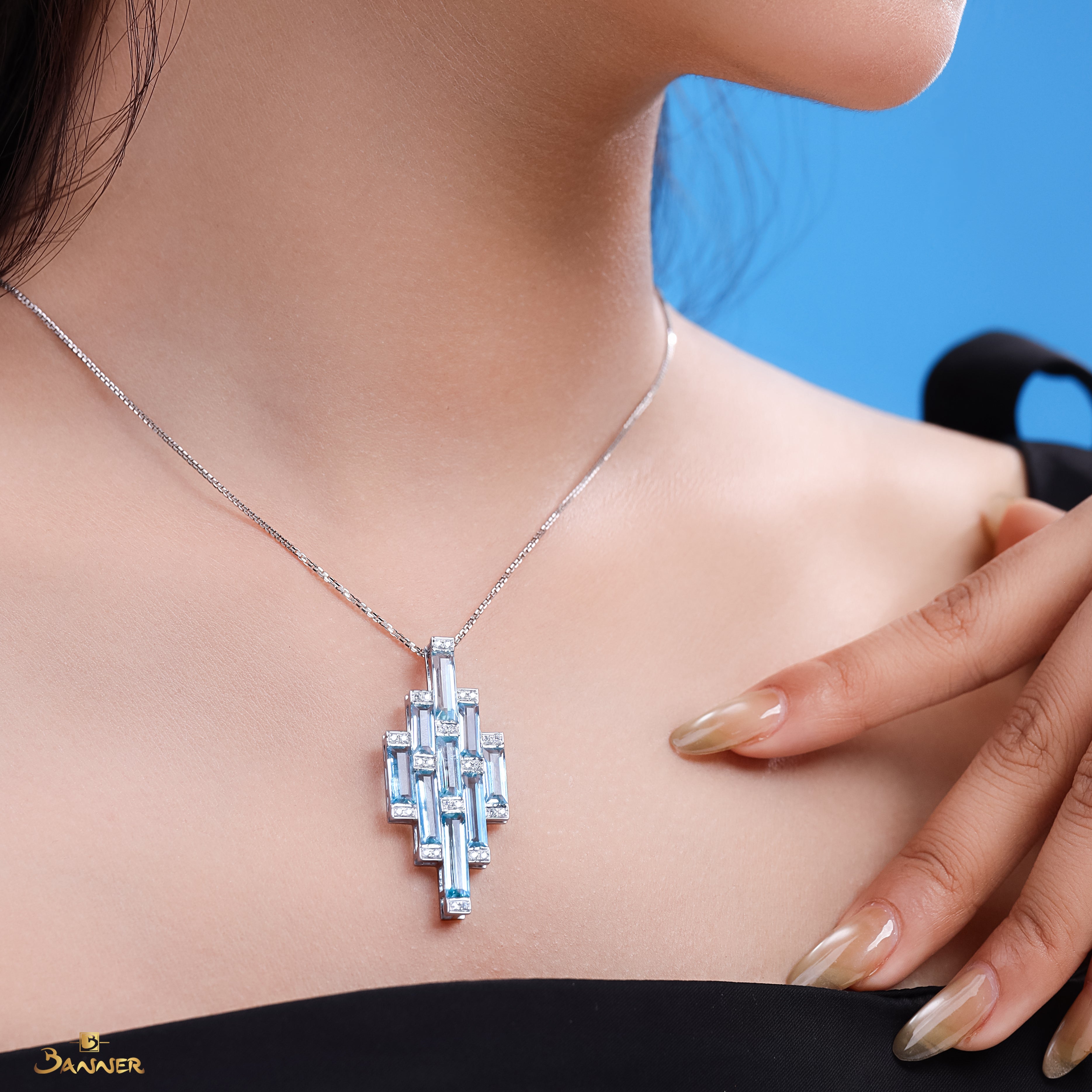 Aquamarine and Diamond Icy Radiance Pendant