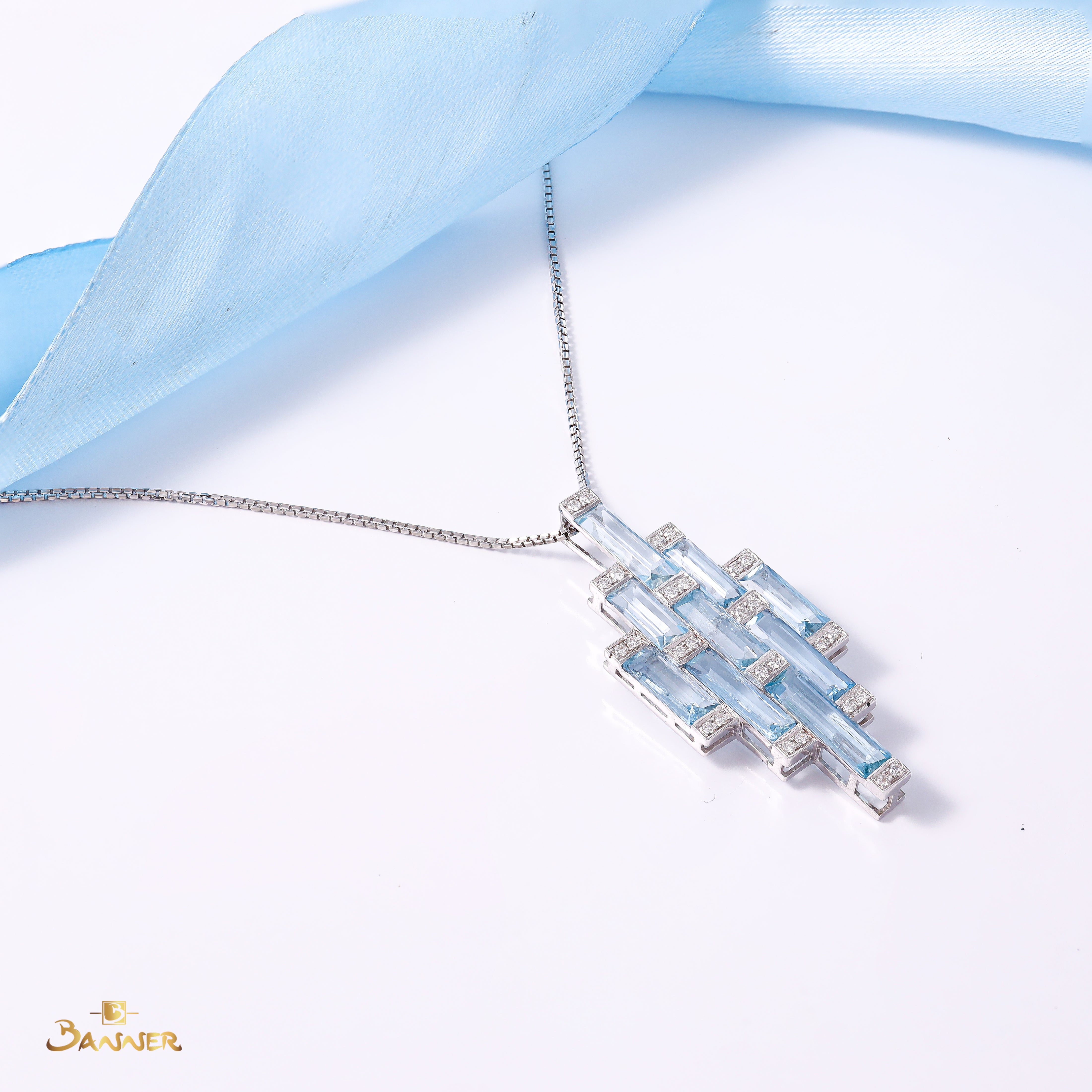 Aquamarine and Diamond Icy Radiance Pendant