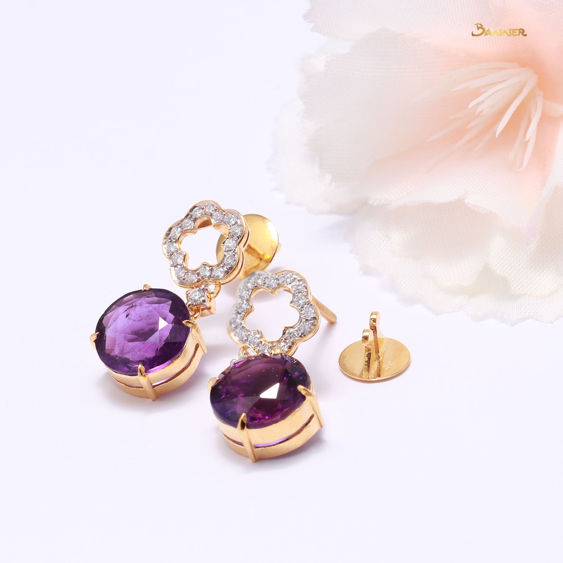 Amethyst and Diamond Amara Earrings
