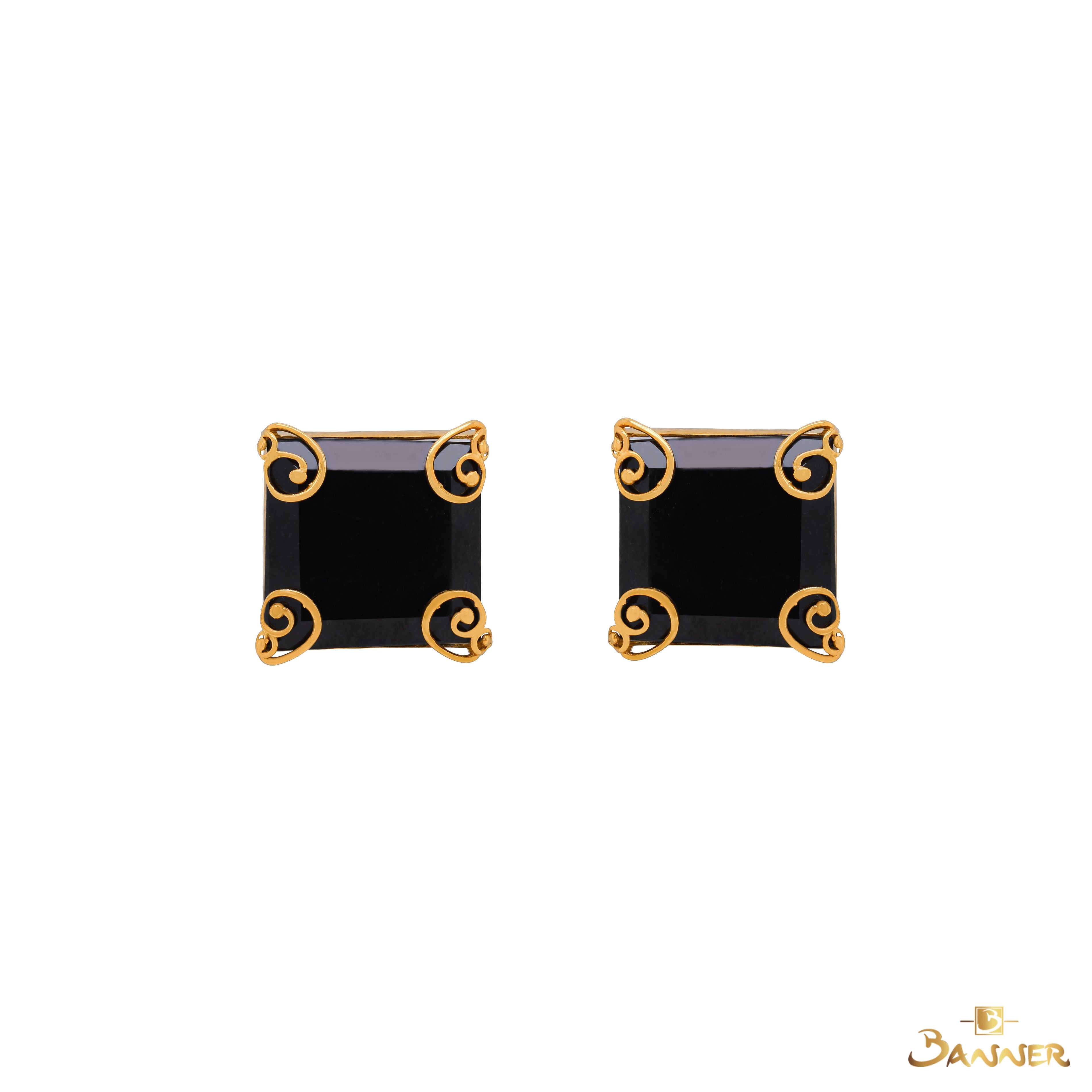 Black Jade Eclipse Stud Earrings