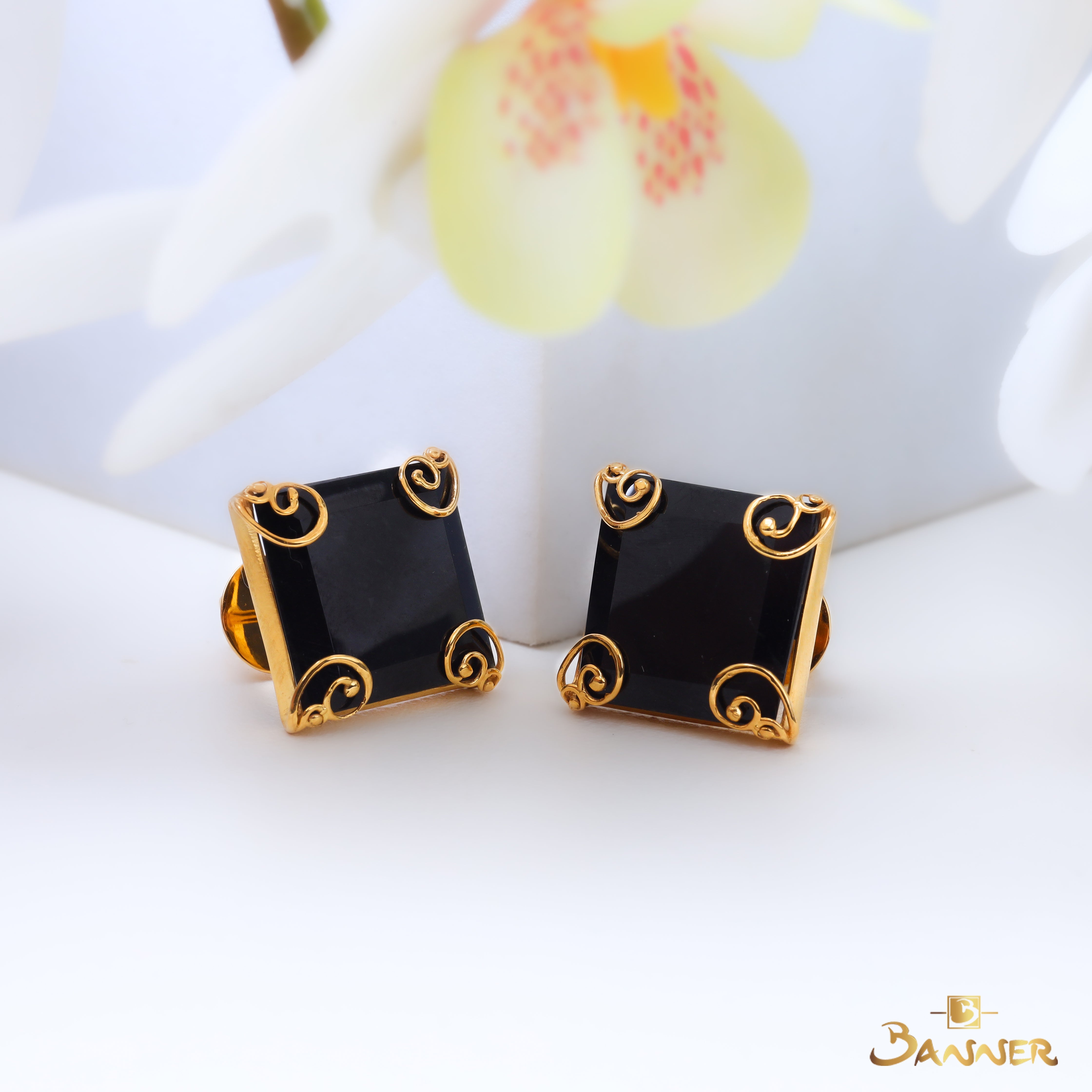 Black Jade Eclipse Stud Earrings