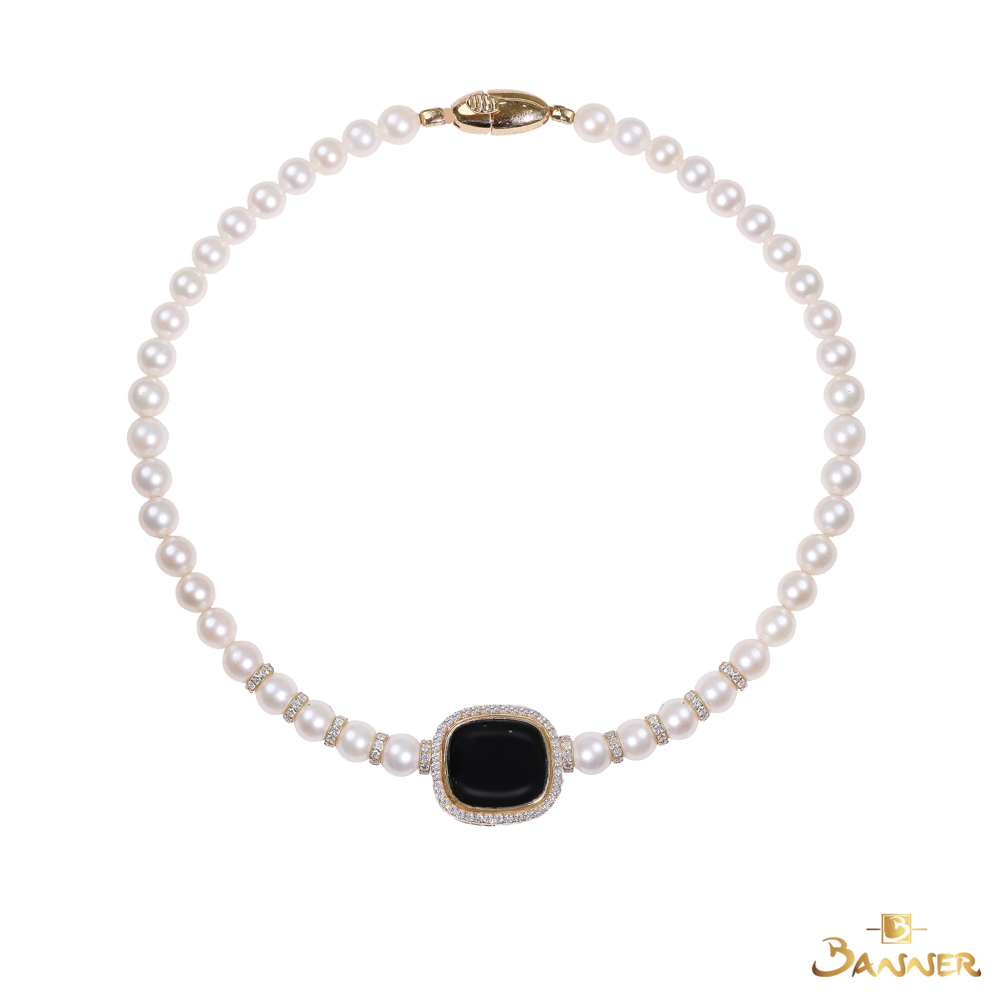 Black Jade , Pearl and Diamond Choker