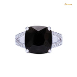 Black Jade and Diamond Two Row Ring