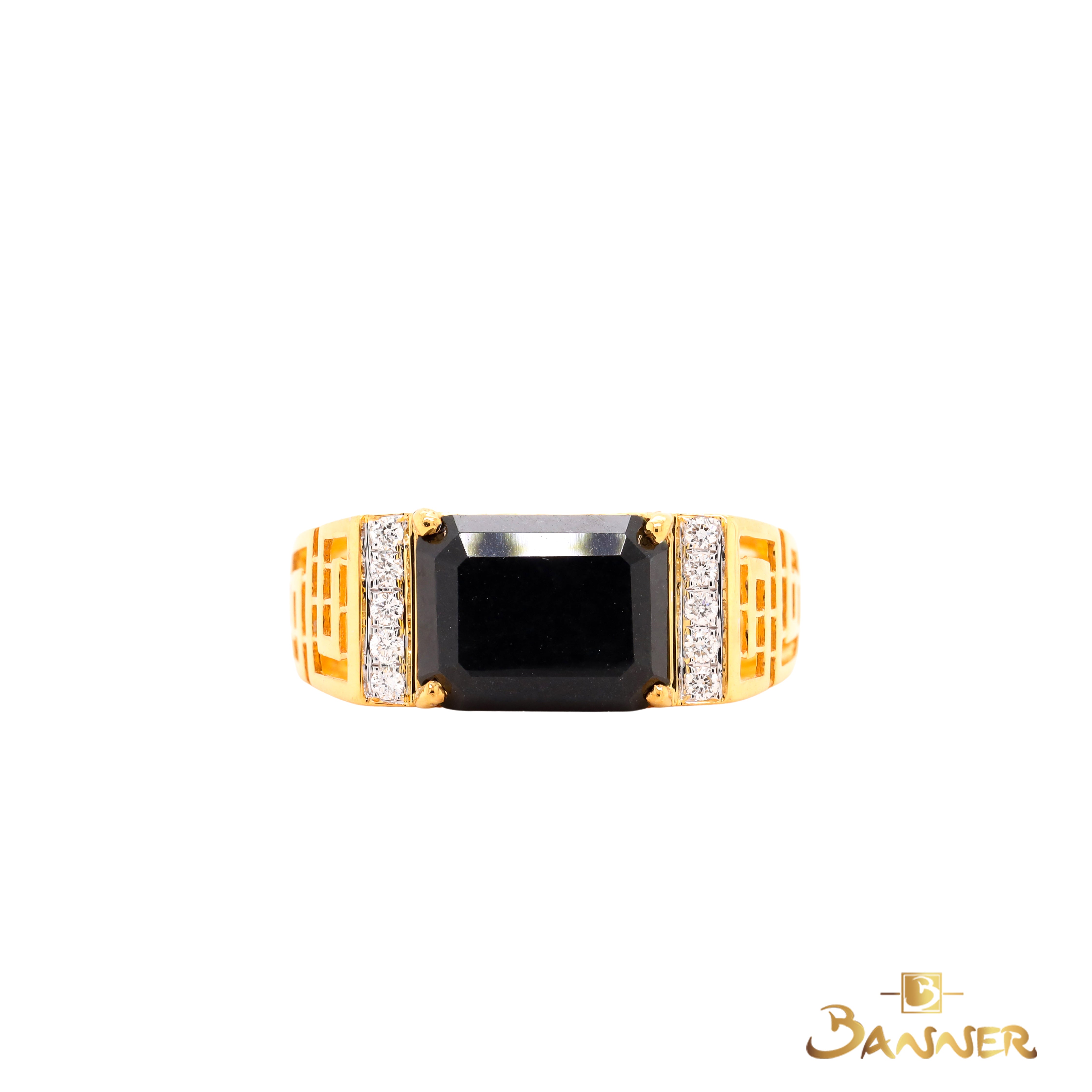 Black Jade and Diamond Ka-Note Ring