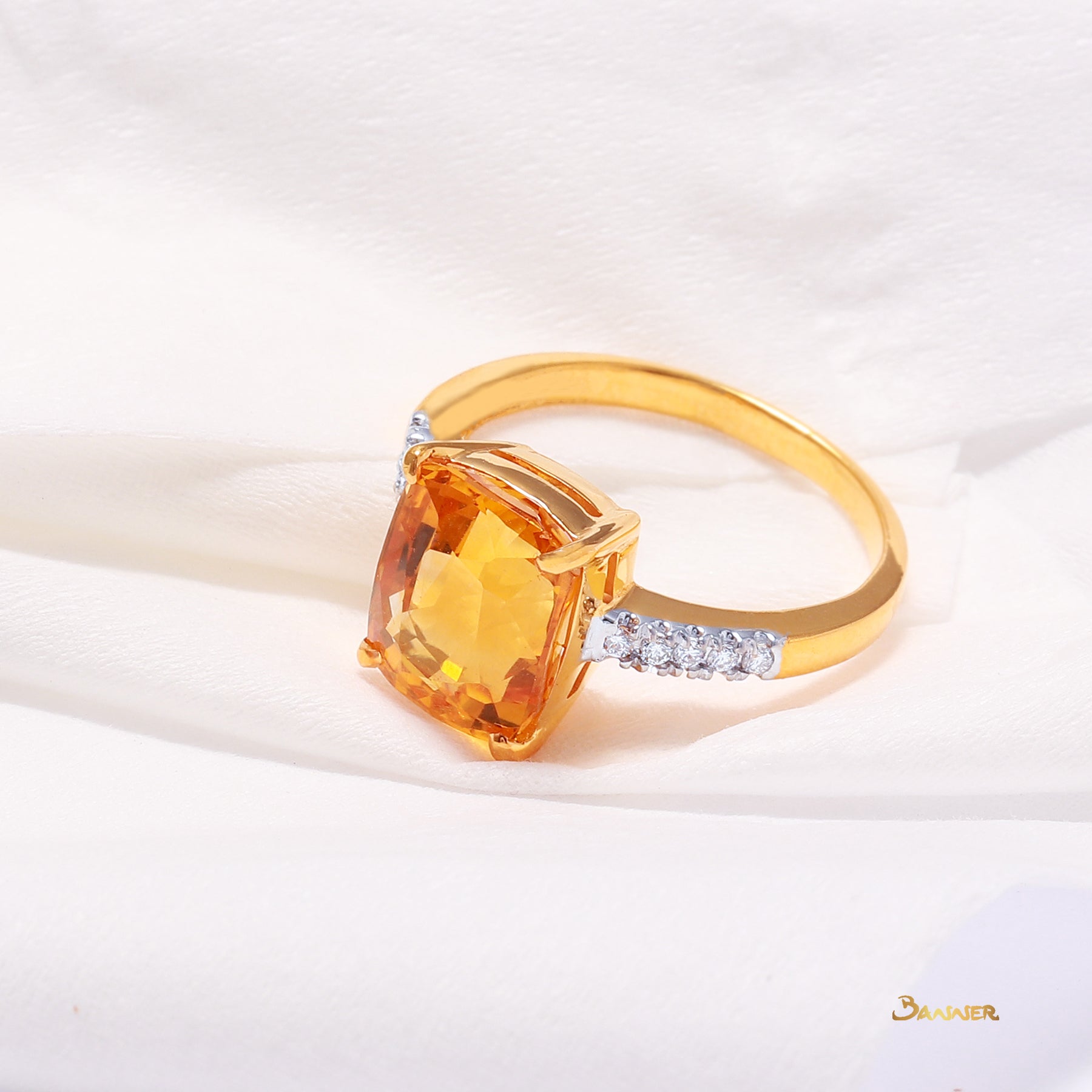 Citrine and Diamond Ring