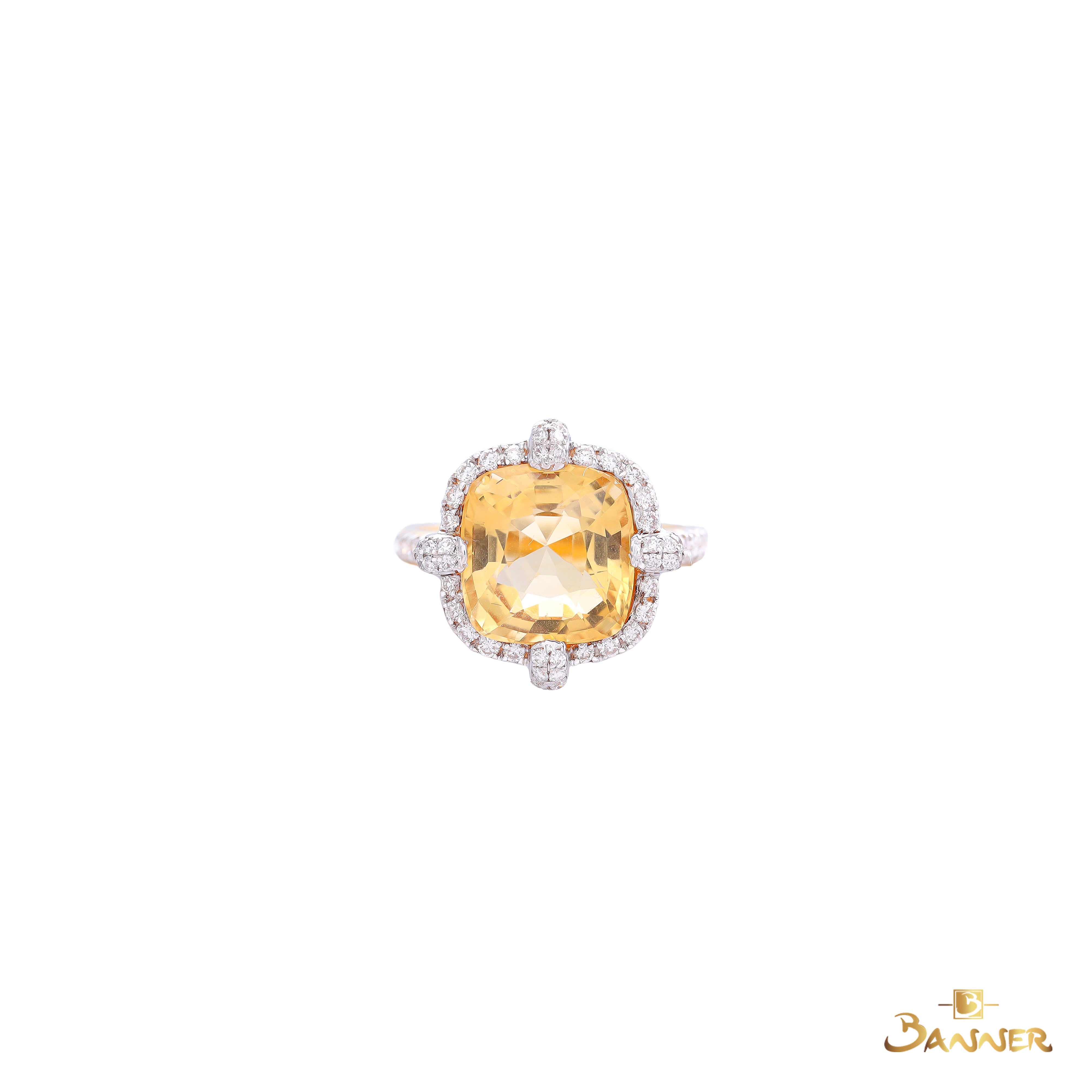 Citrine and Diamond Halo Ring