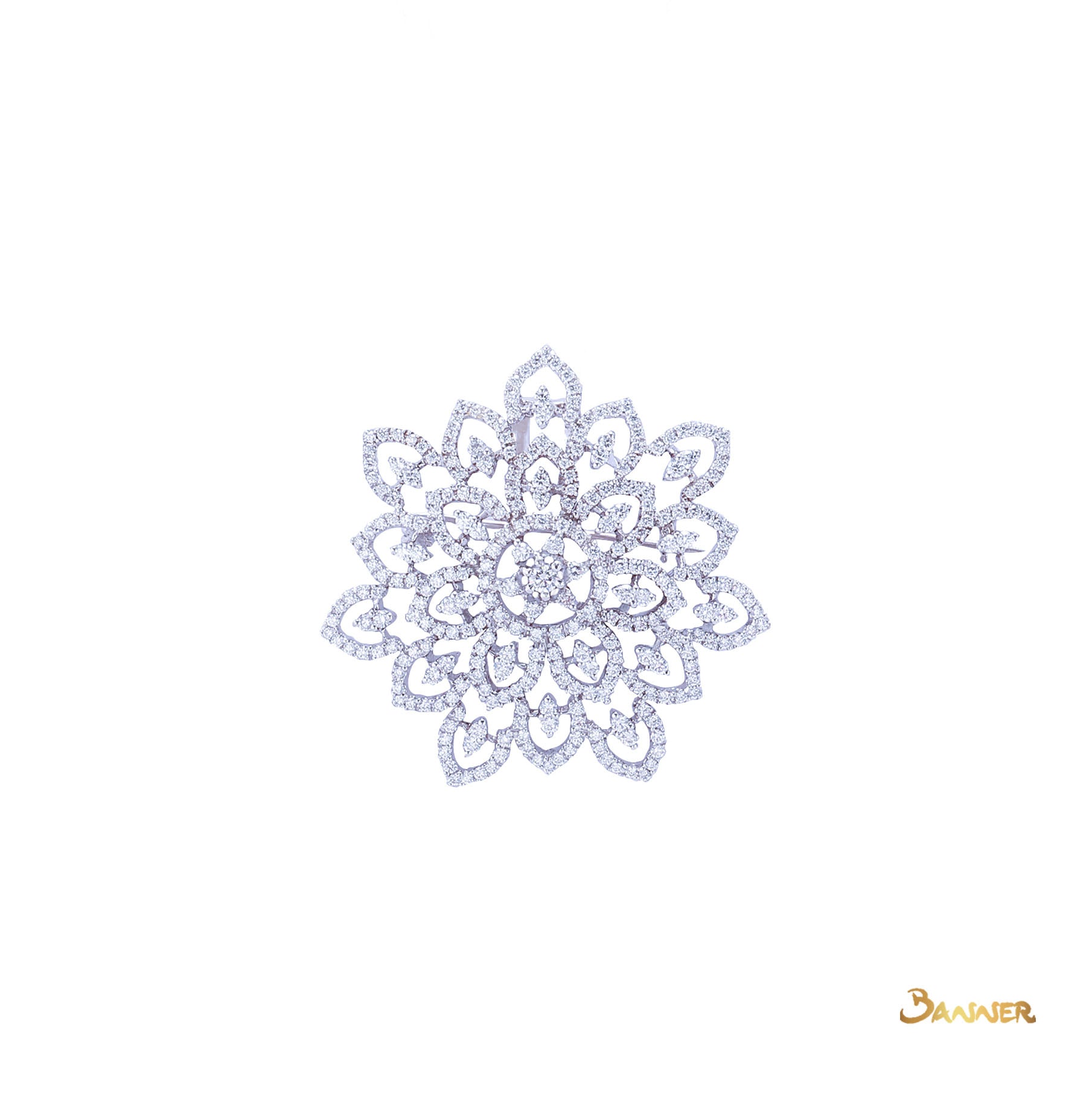 Diamond Floral Pendant/ Brooch (0.09 ct. Middle Diamond, 3.35 ct. t.w.)