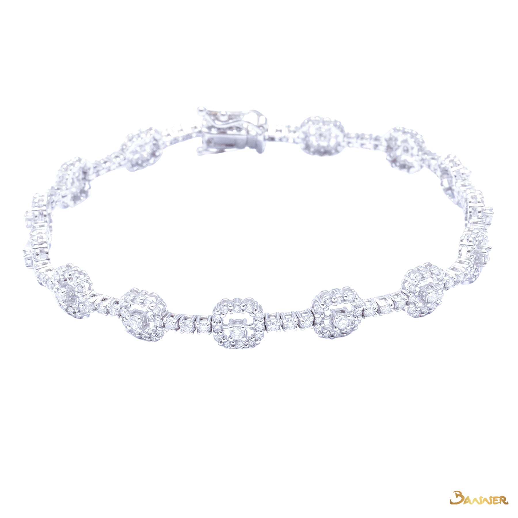 Diamond and White Gold Halo Bracelet