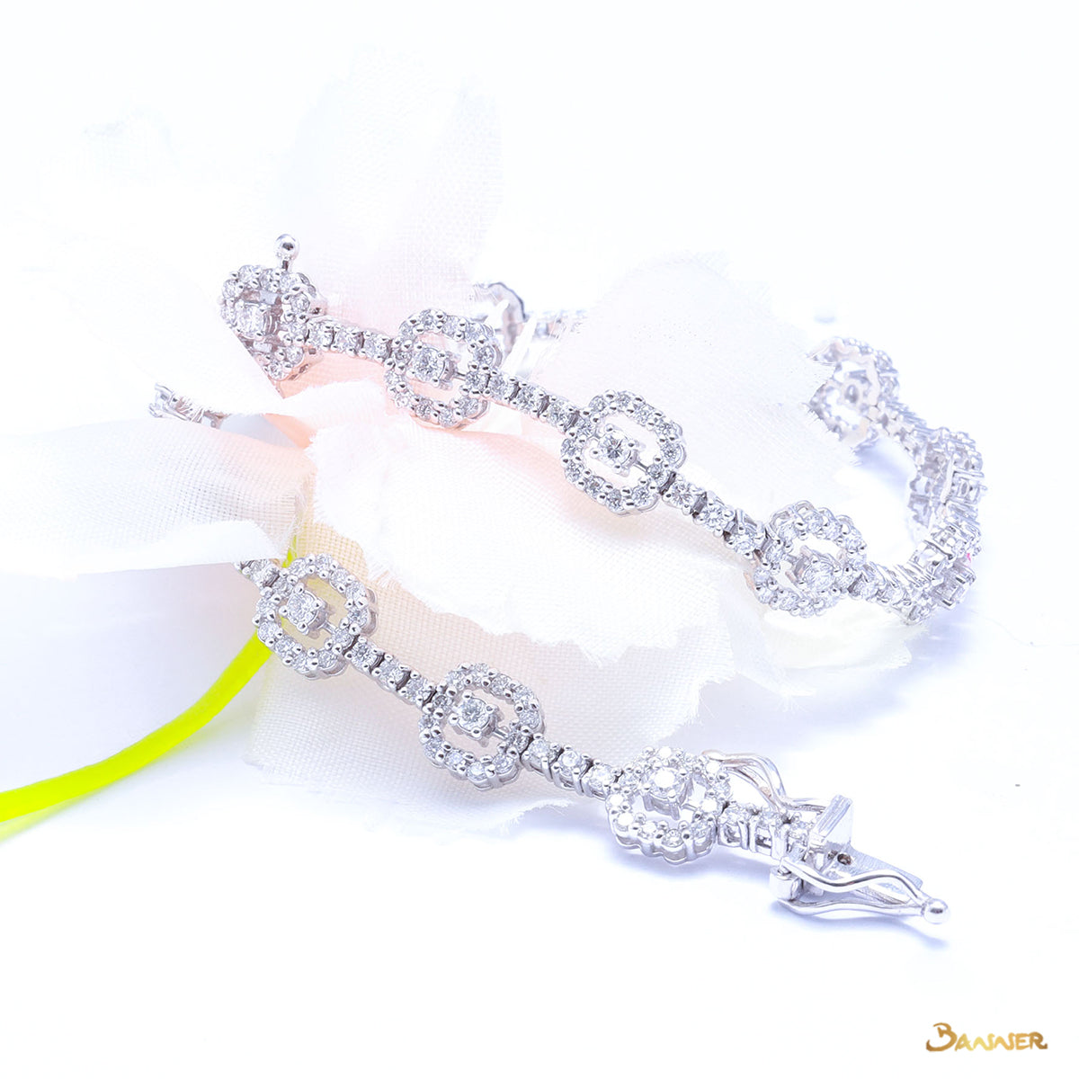 Diamond and White Gold Halo Bracelet