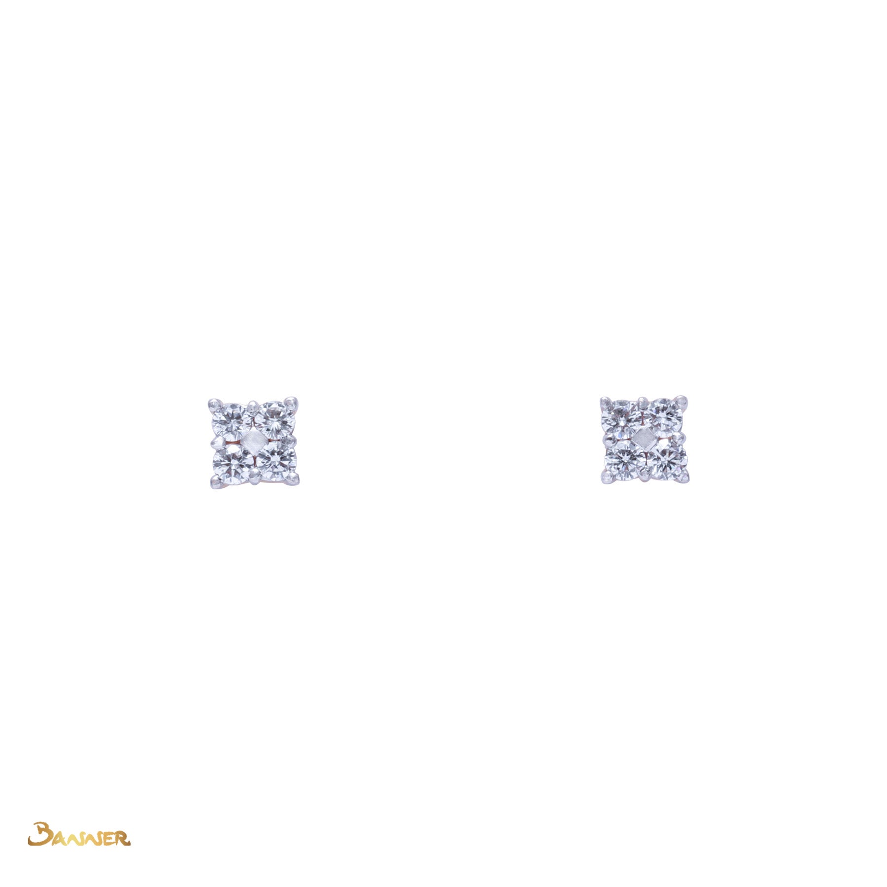 Diamond Square Stud Earrings with Invisible Setting (0.7 cts. t.w.)