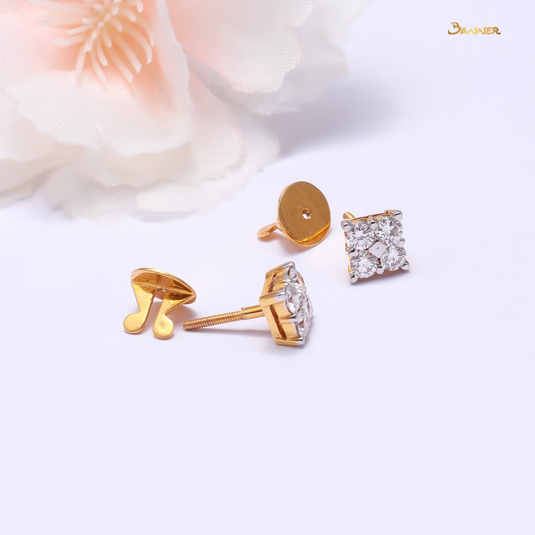 Diamond Square Stud Earrings with Invisible Setting (0.7 cts. t.w.)