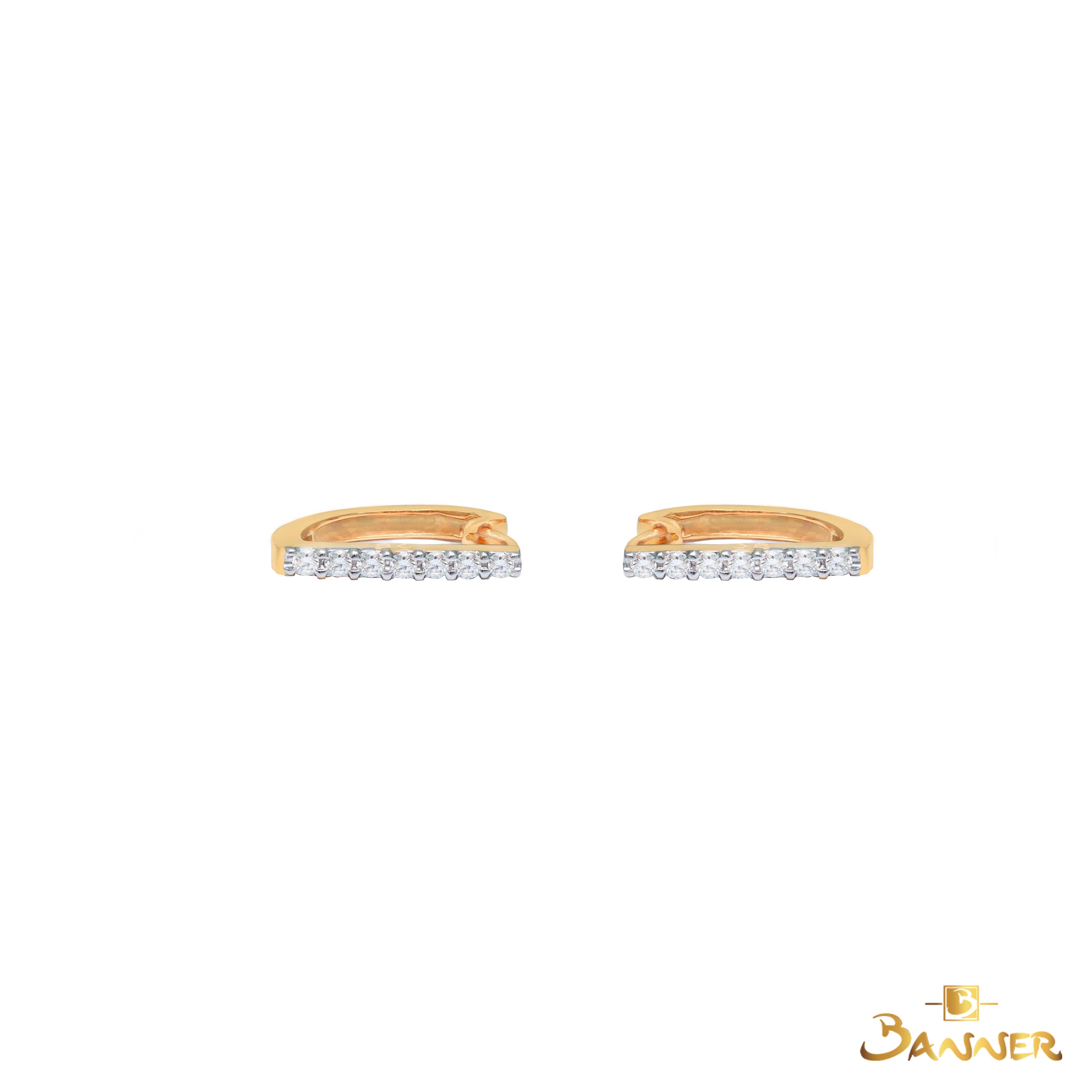 Diamond Bar Huggie Earrings(B)