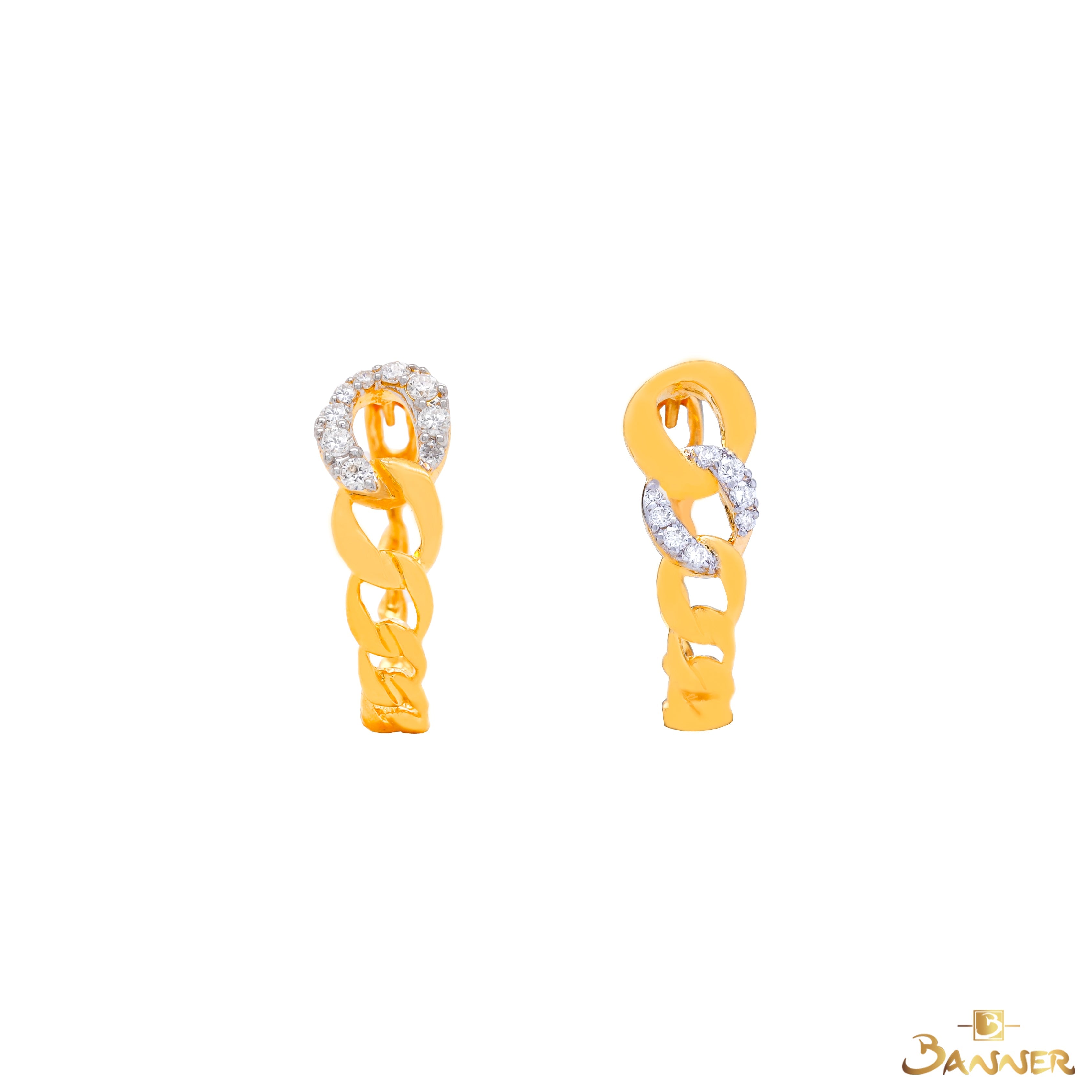 Diamond Chian Huggie Earrings