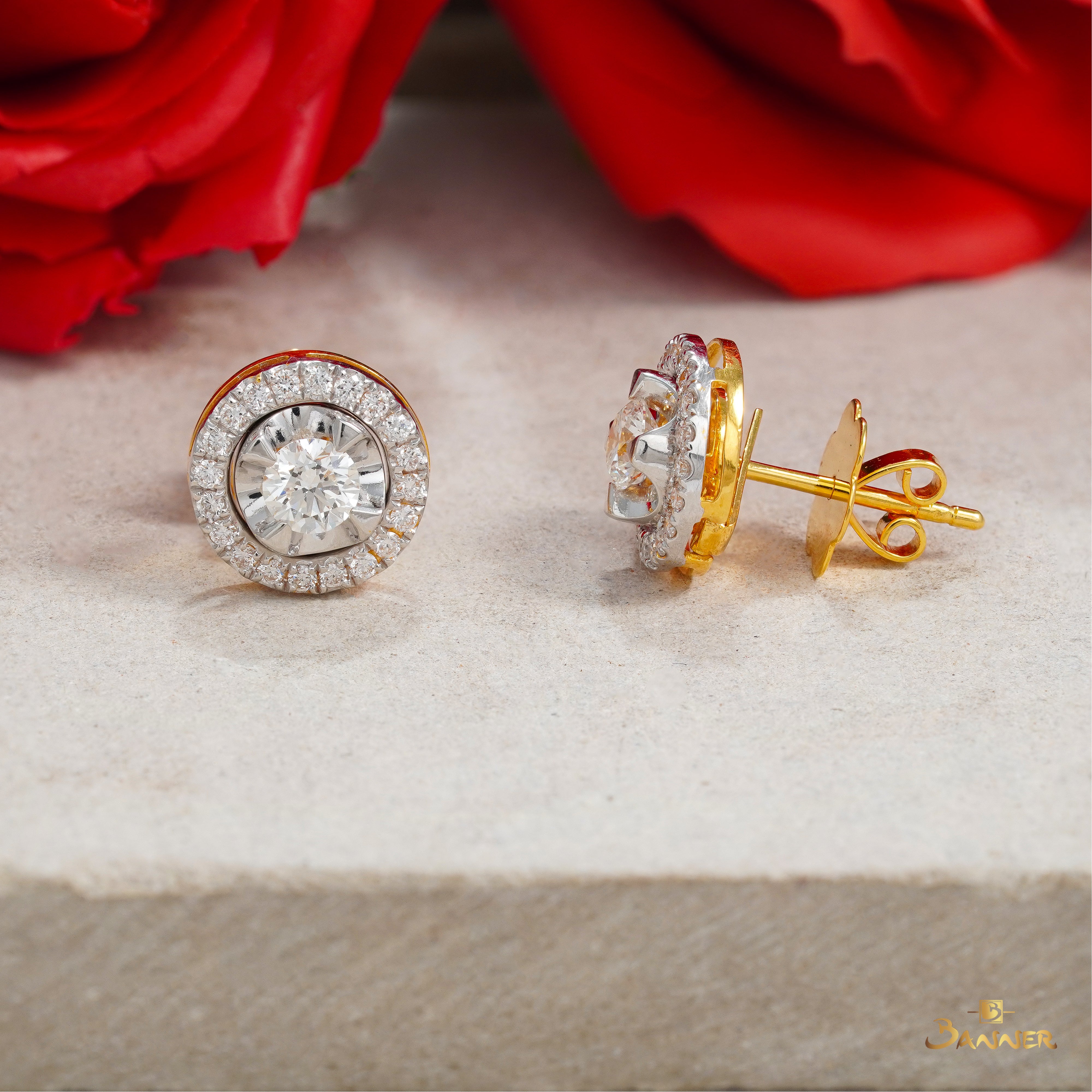 Diamond GIA Halo 3-ways Earrings (0.3 ct, I-color,VVS1,3Ex)