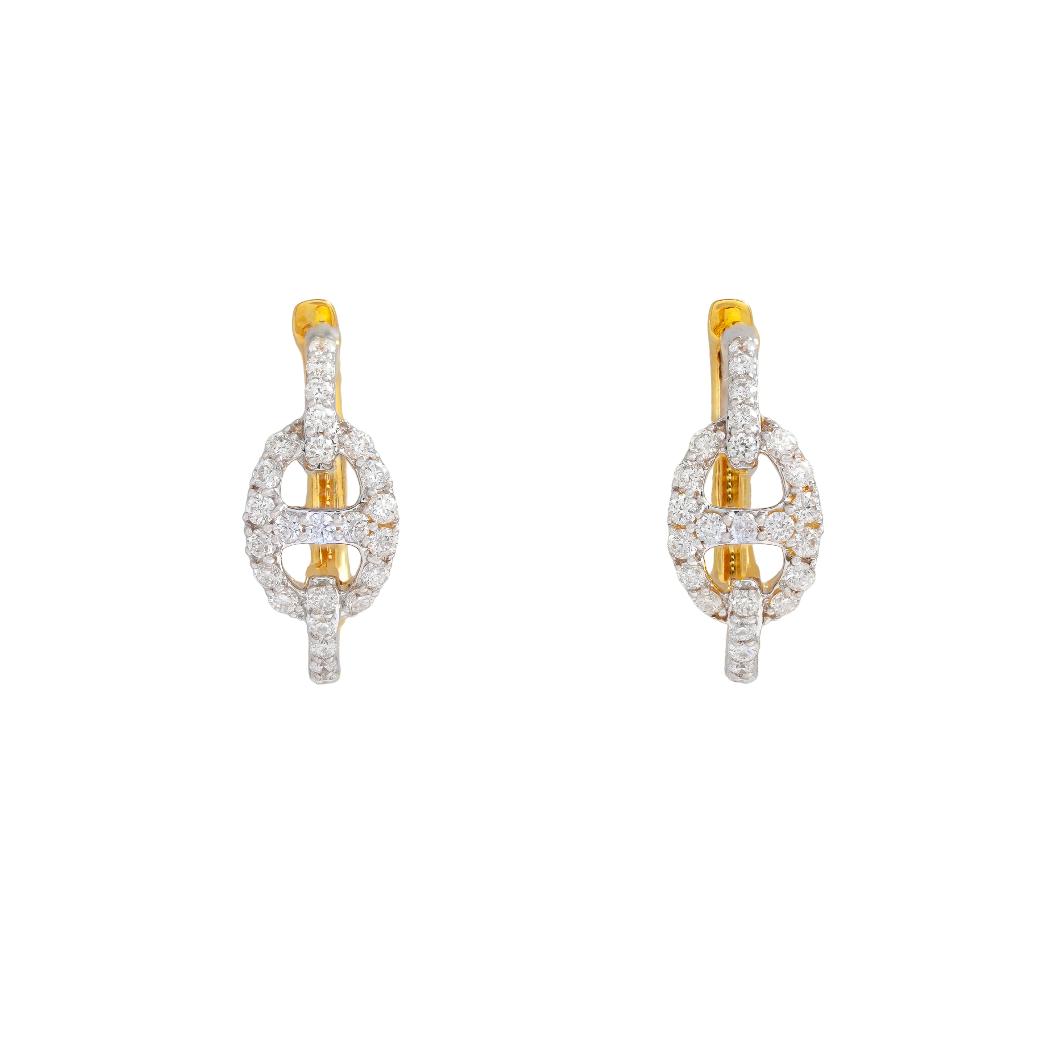 Diamond Chain Link Huggie Earrings