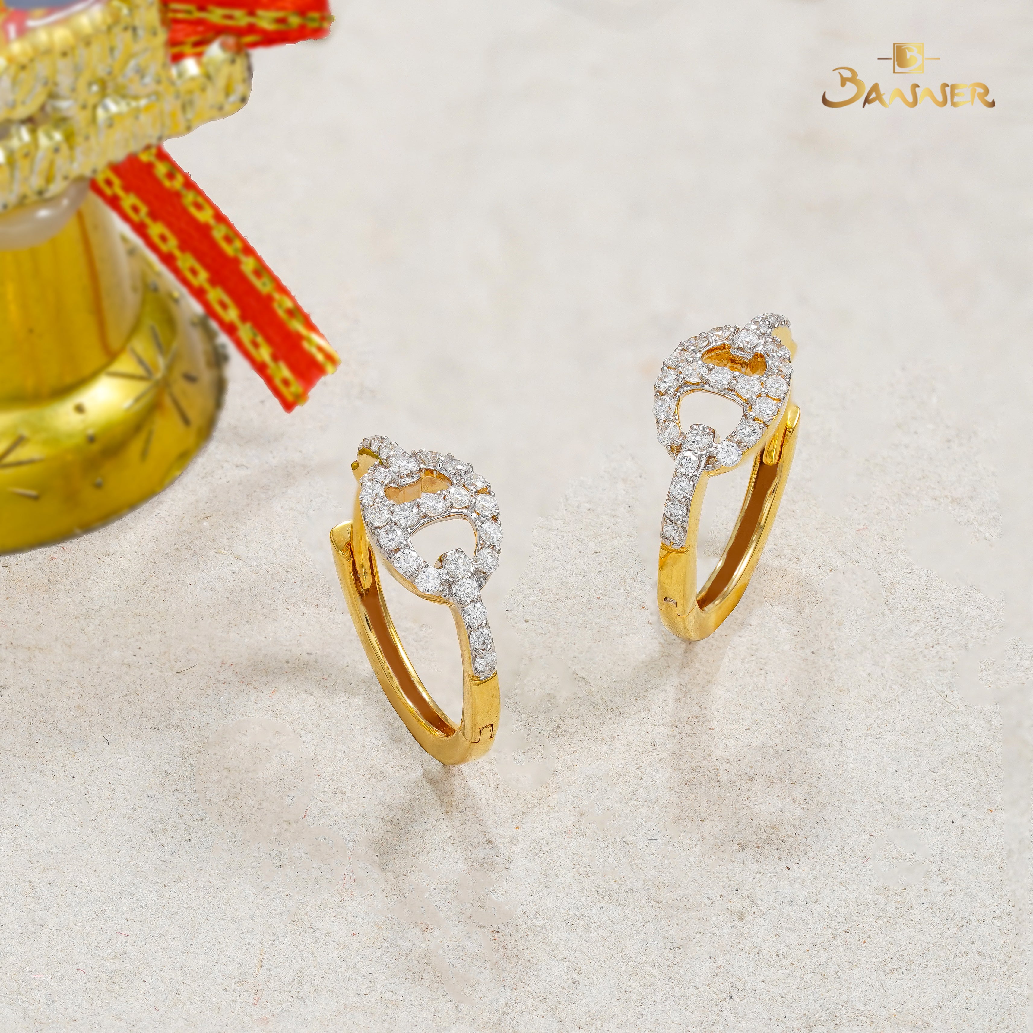 Diamond Chain Link Huggie Earrings