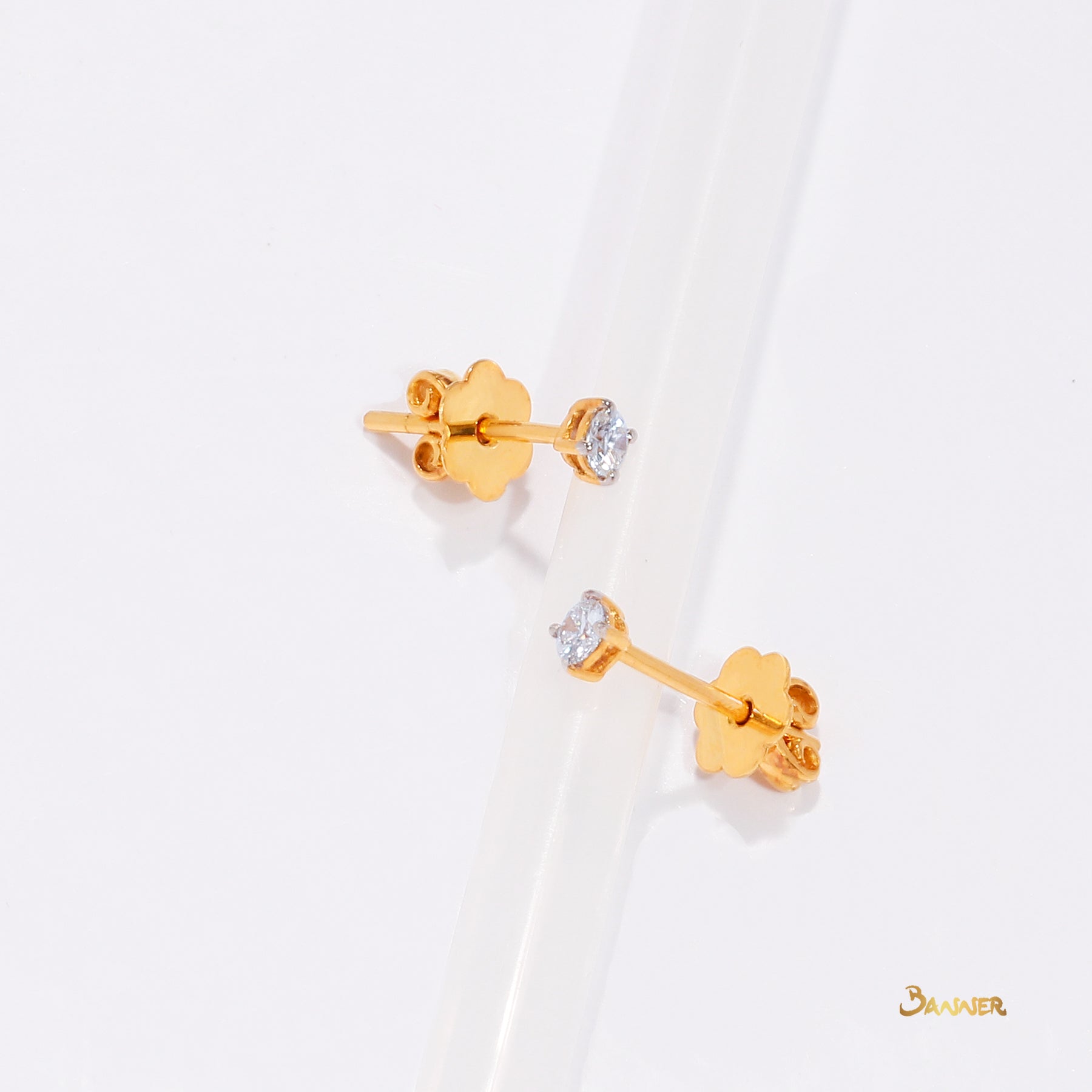 Diamond Solitaire Stud Earrings ( 0.18 c.t t.w )