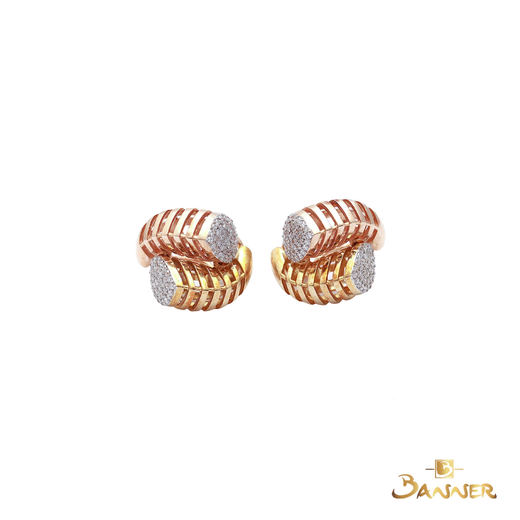 Diamond and Dual-Colored 18k Gold Earrings