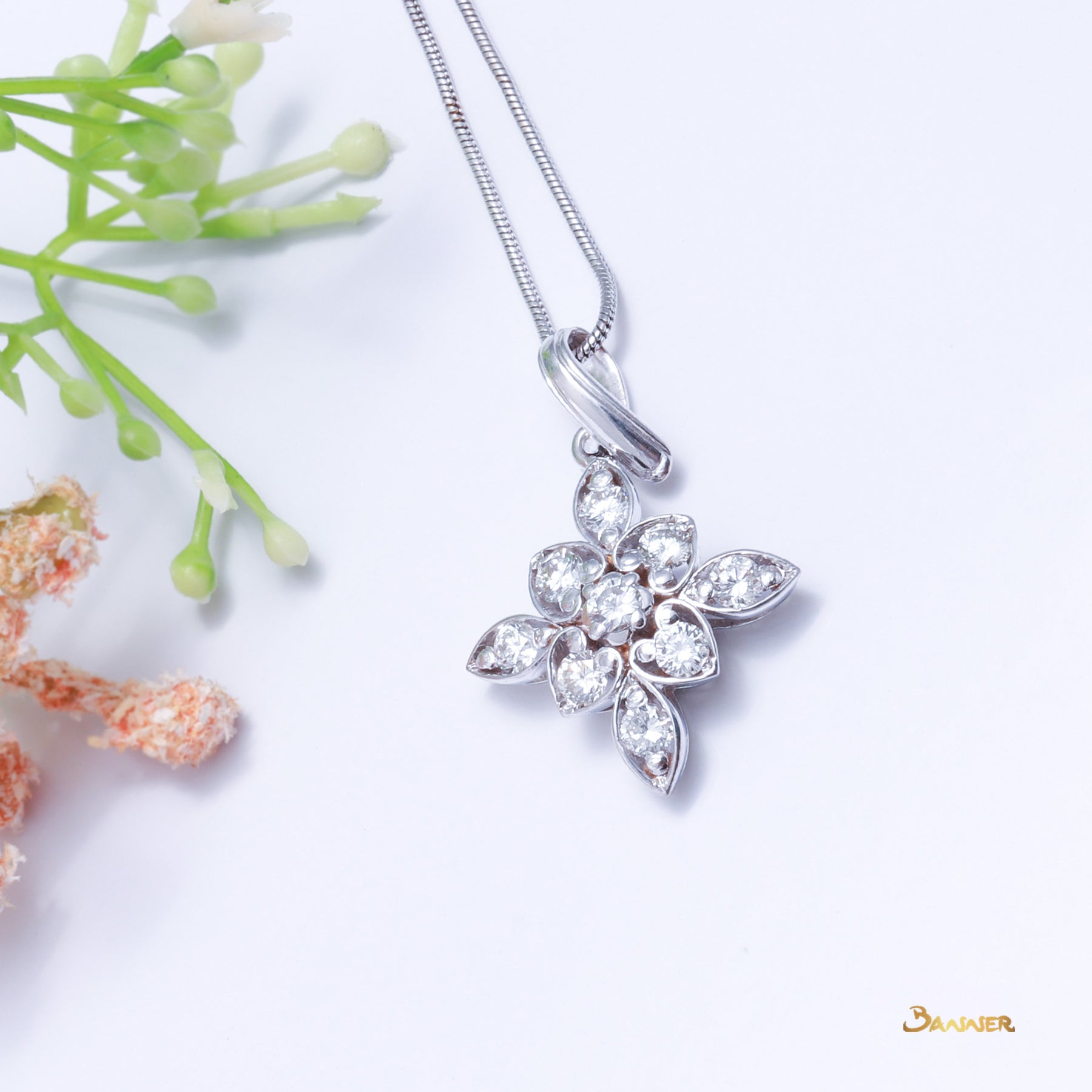 Diamond Leaf Pendant