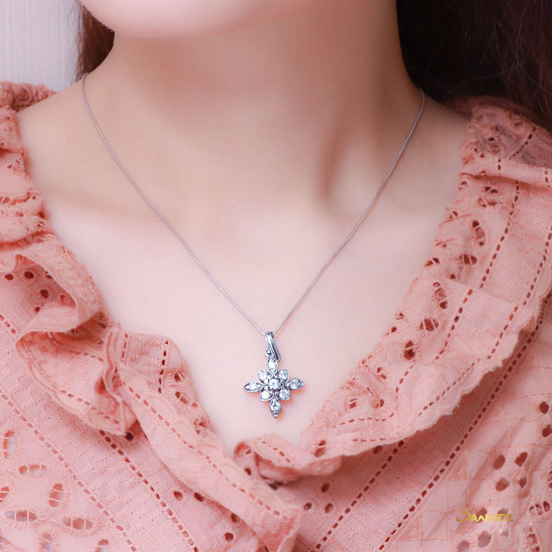 Diamond Leaf Pendant