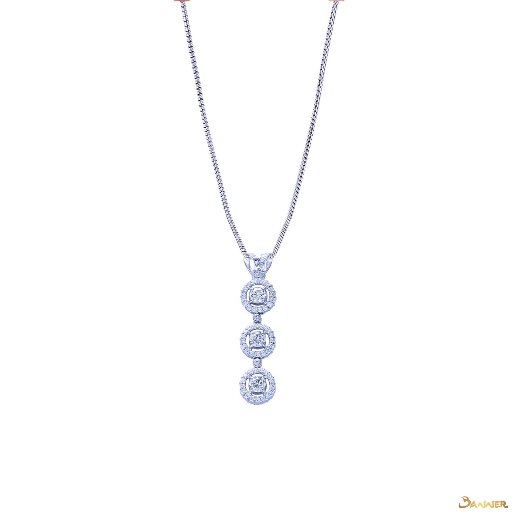 Diamond Halo 3-Step Pendant (2.22 cts. Middle Diamonds, 3.05 cts. t.w.)