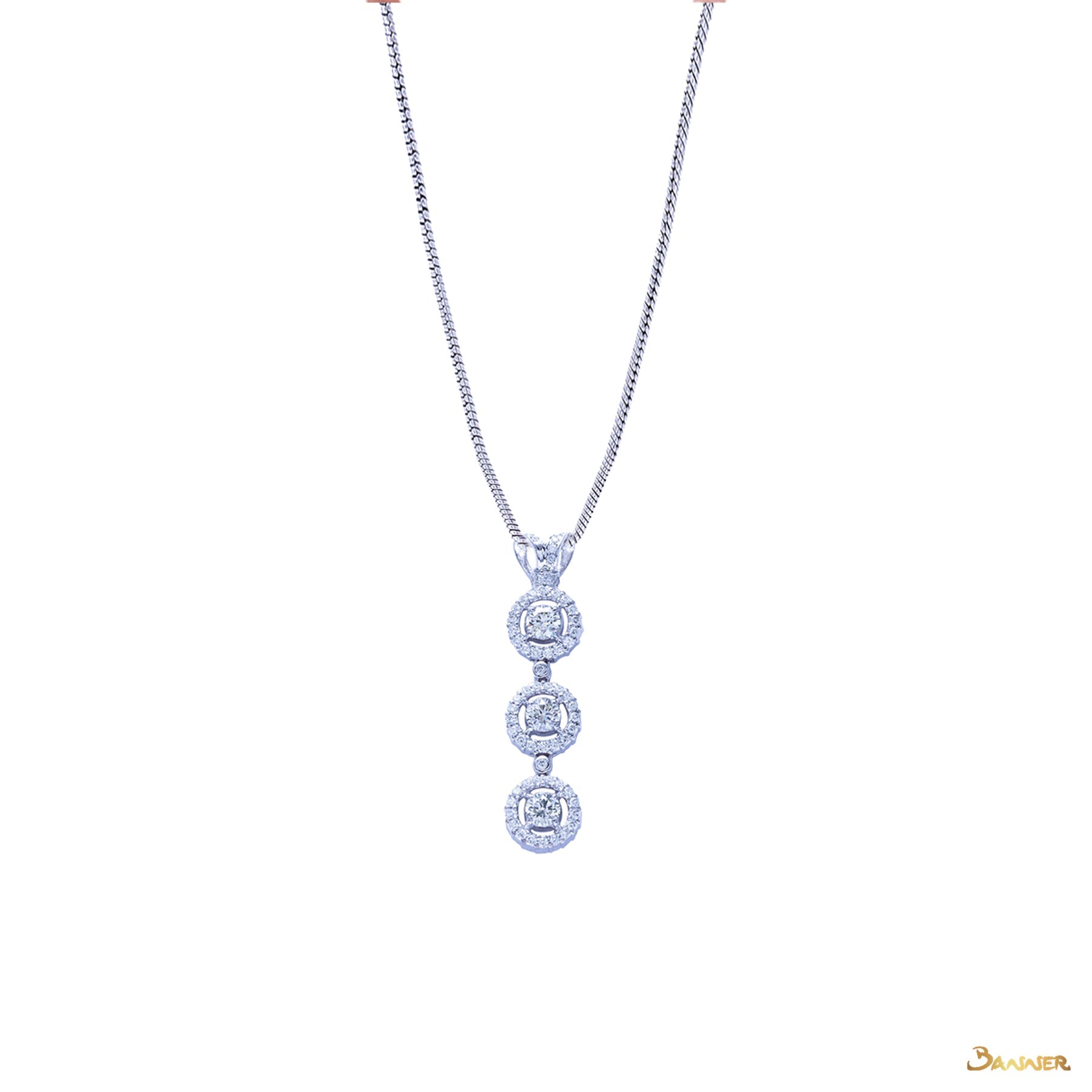 Diamond Halo 3-Step Pendant (2.22 cts. Middle Diamonds, 3.05 cts. t.w.)