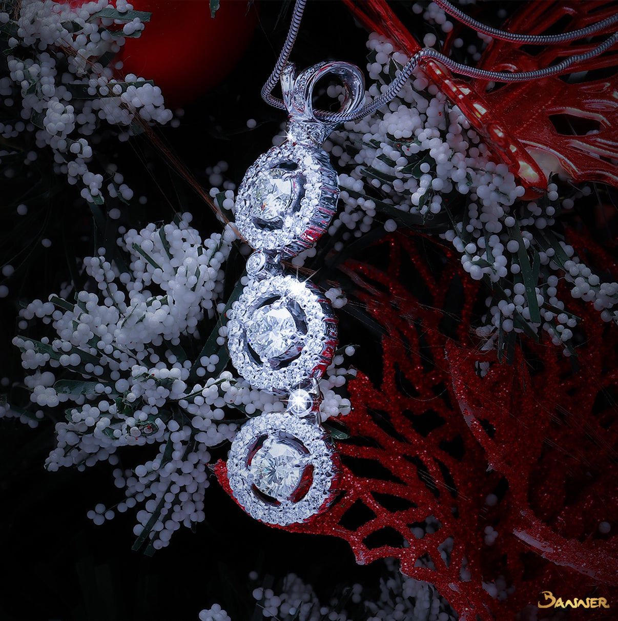 Diamond Halo 3-Step Pendant (2.22 cts. Middle Diamonds, 3.05 cts. t.w.)