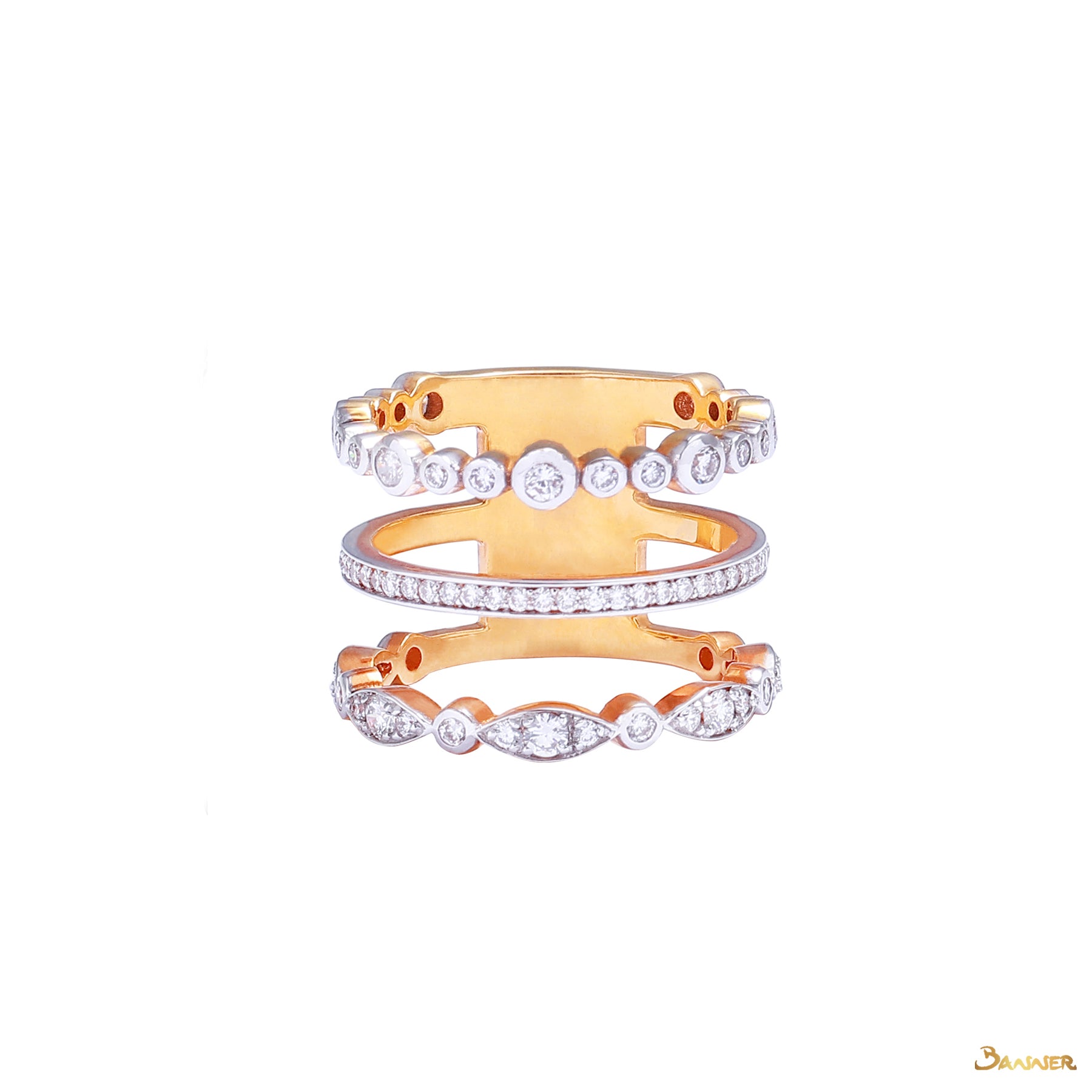 Diamond Three -Layer Ring