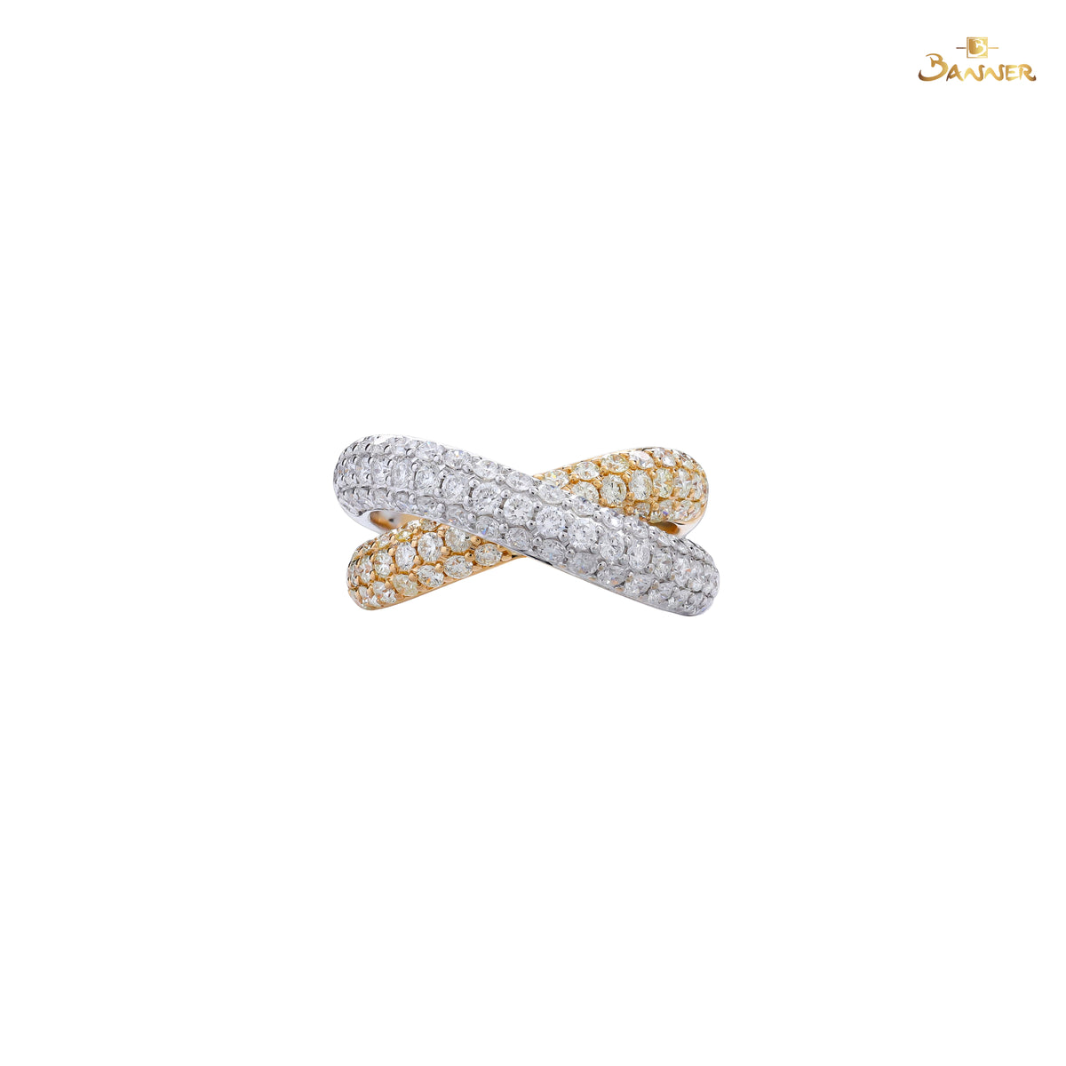 Diamond 2 Tone Crossover Ring